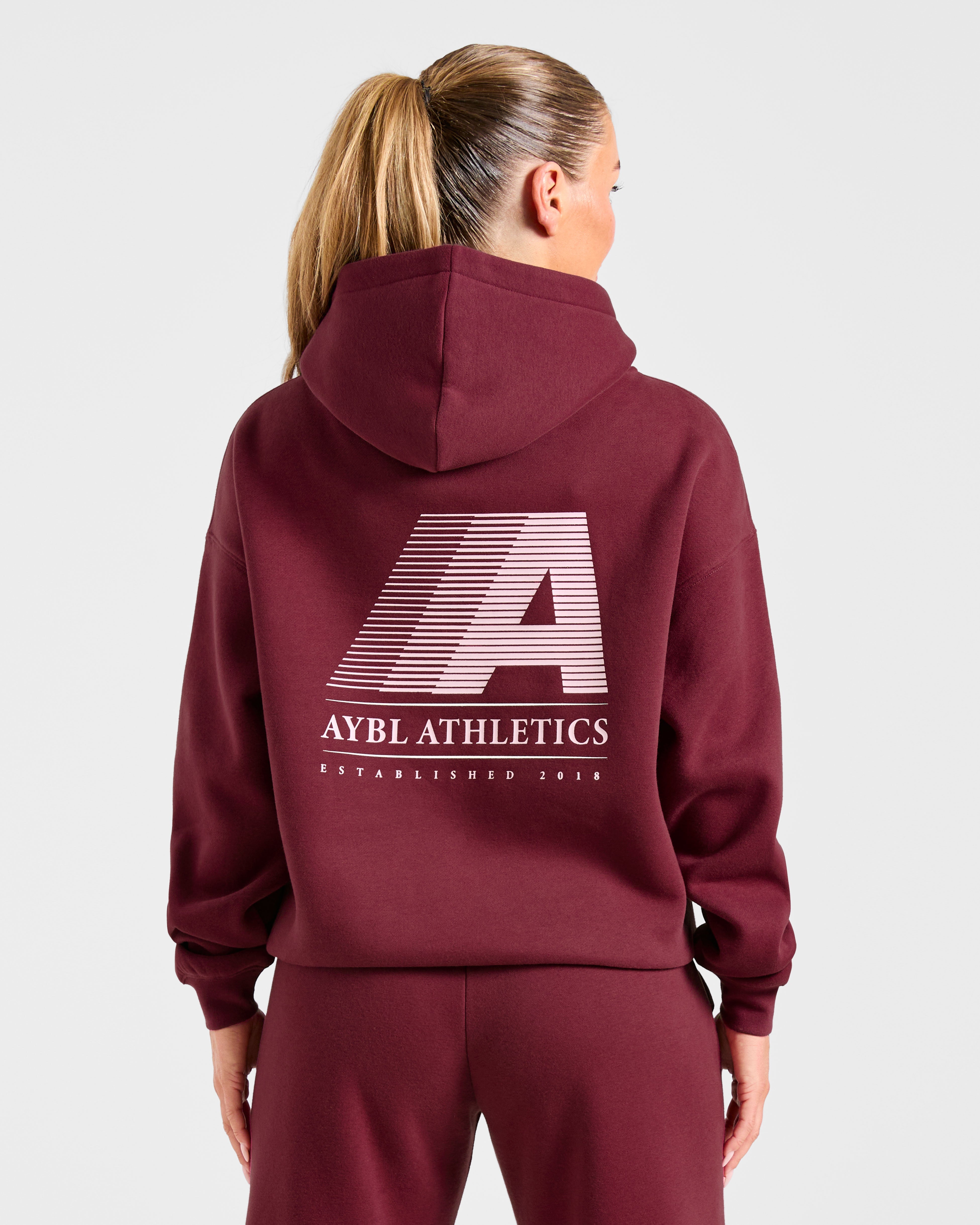 Retro Athletics Oversized Hoodie - Deep Raspberry/Pink