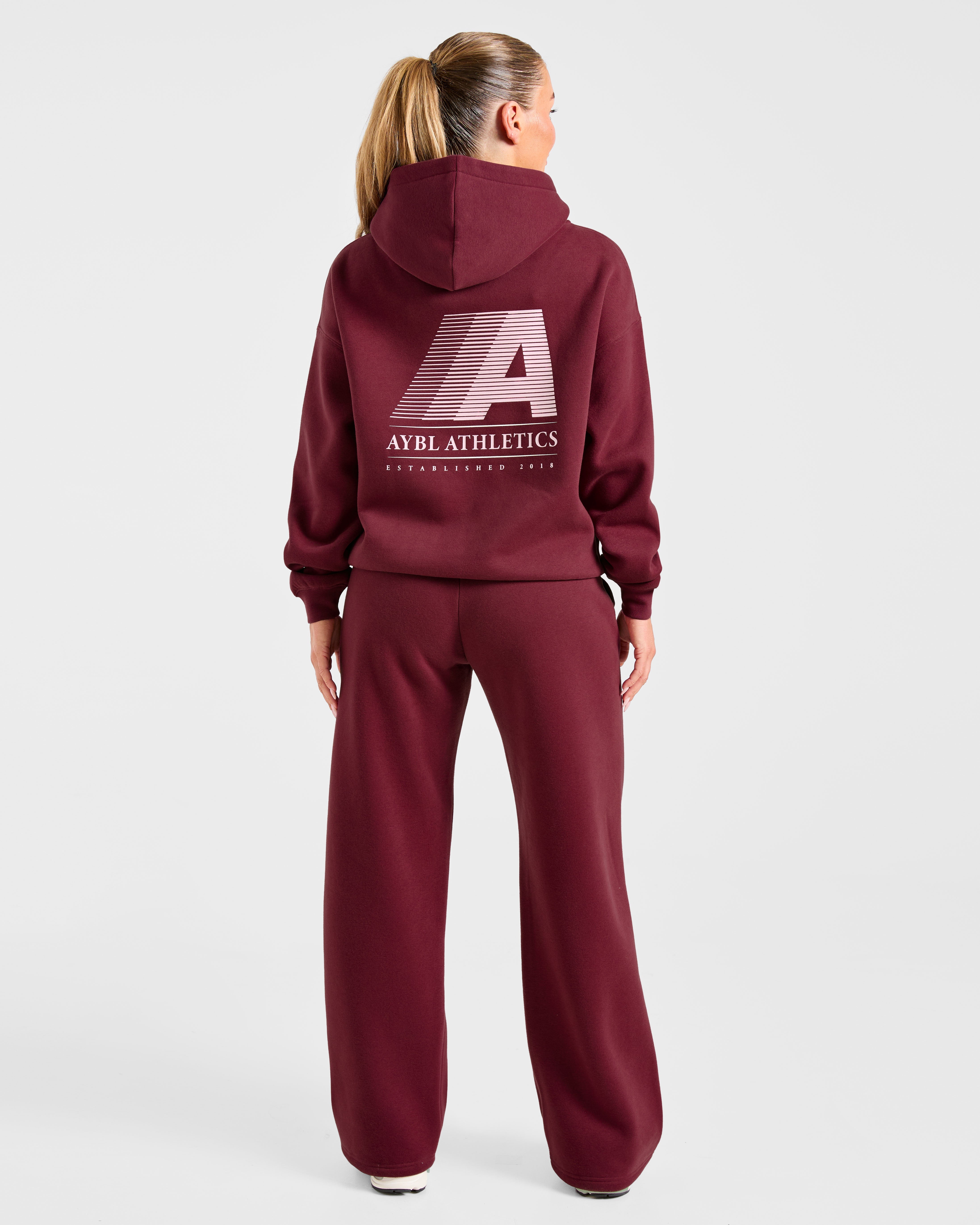 Retro Athletics Oversized Straight Leg Joggers - Deep Raspberry/Pink