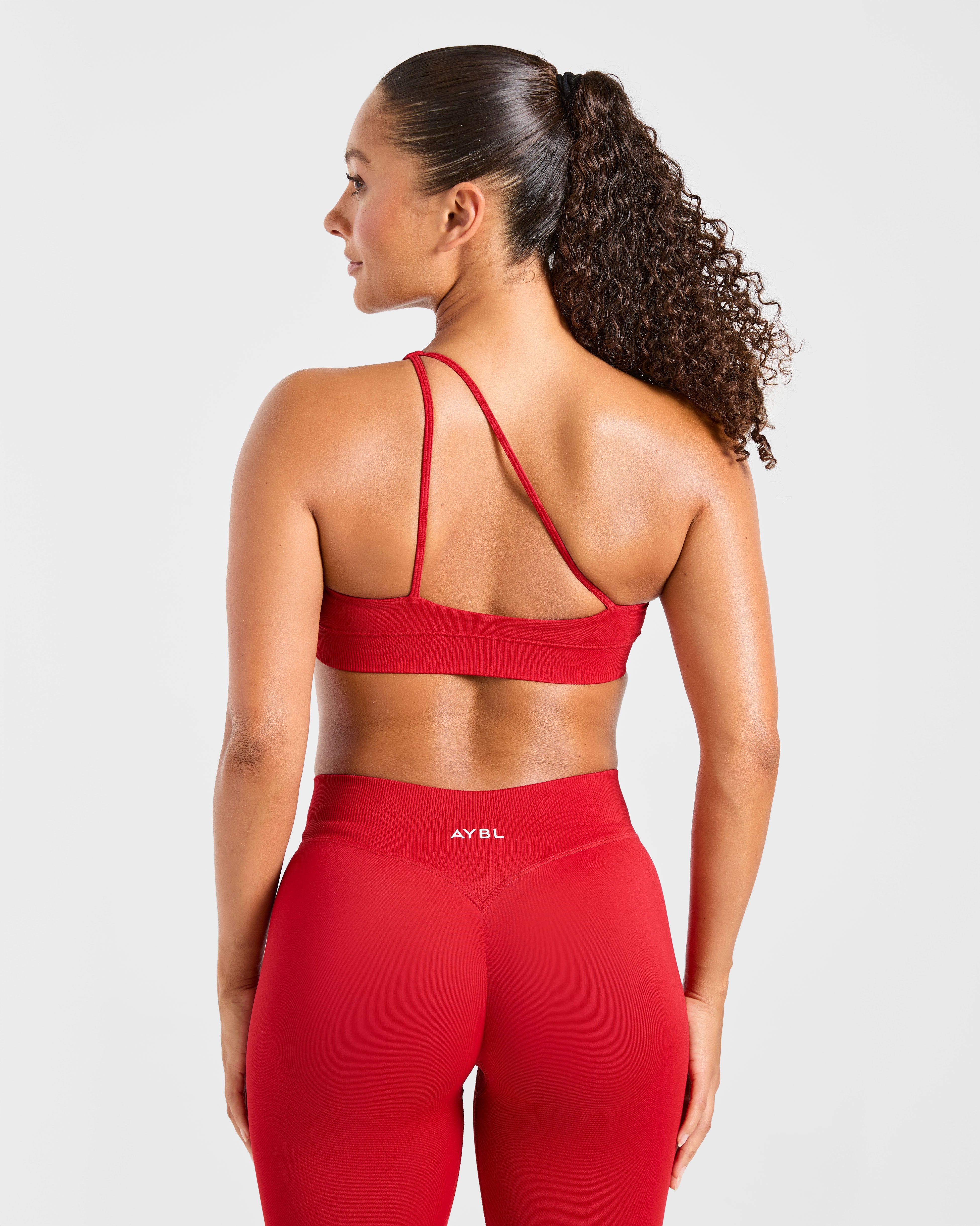 Enhance Seamless One Shoulder Sports Bra - Red