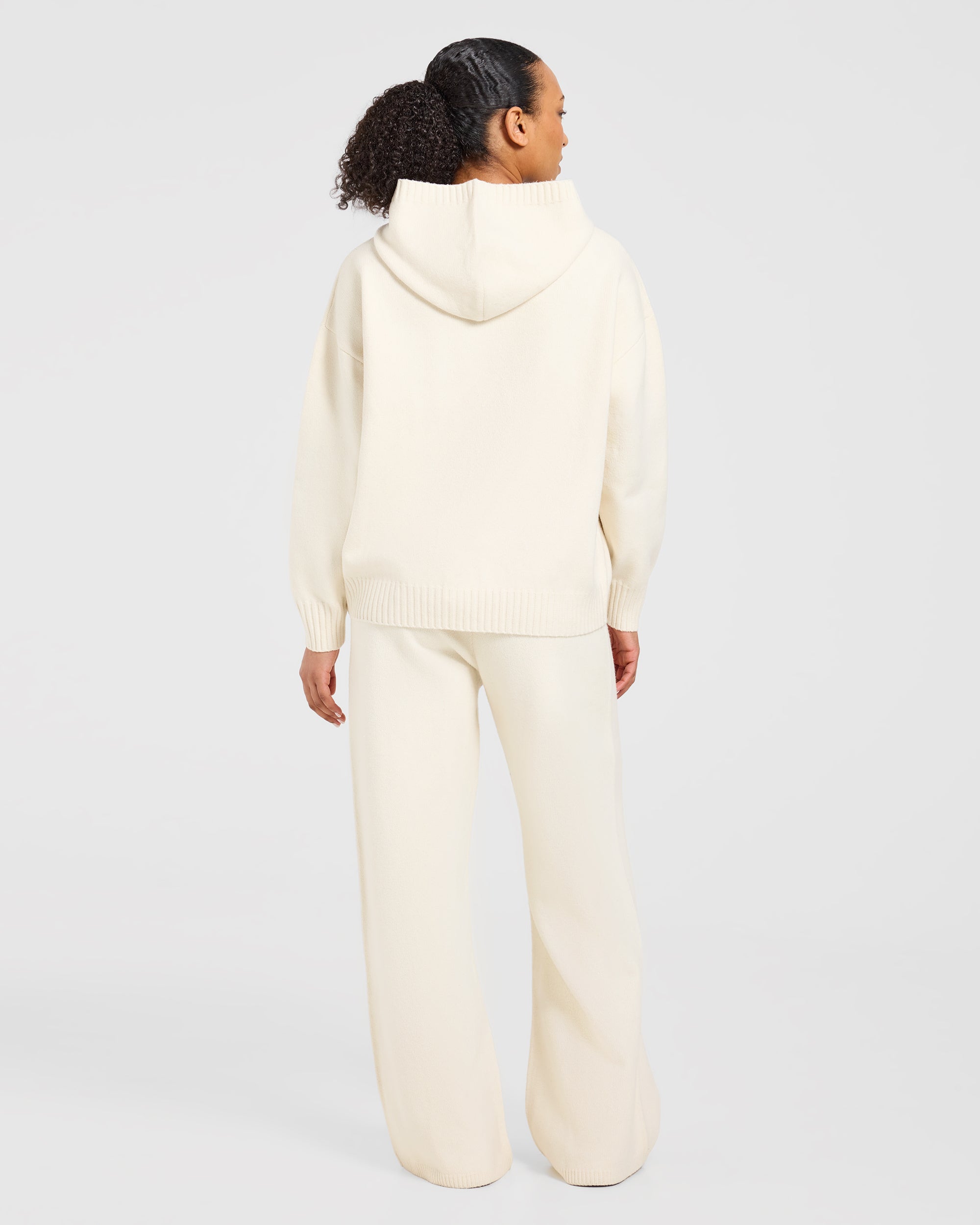 Varsity Oversized Knitted Joggers - Cream