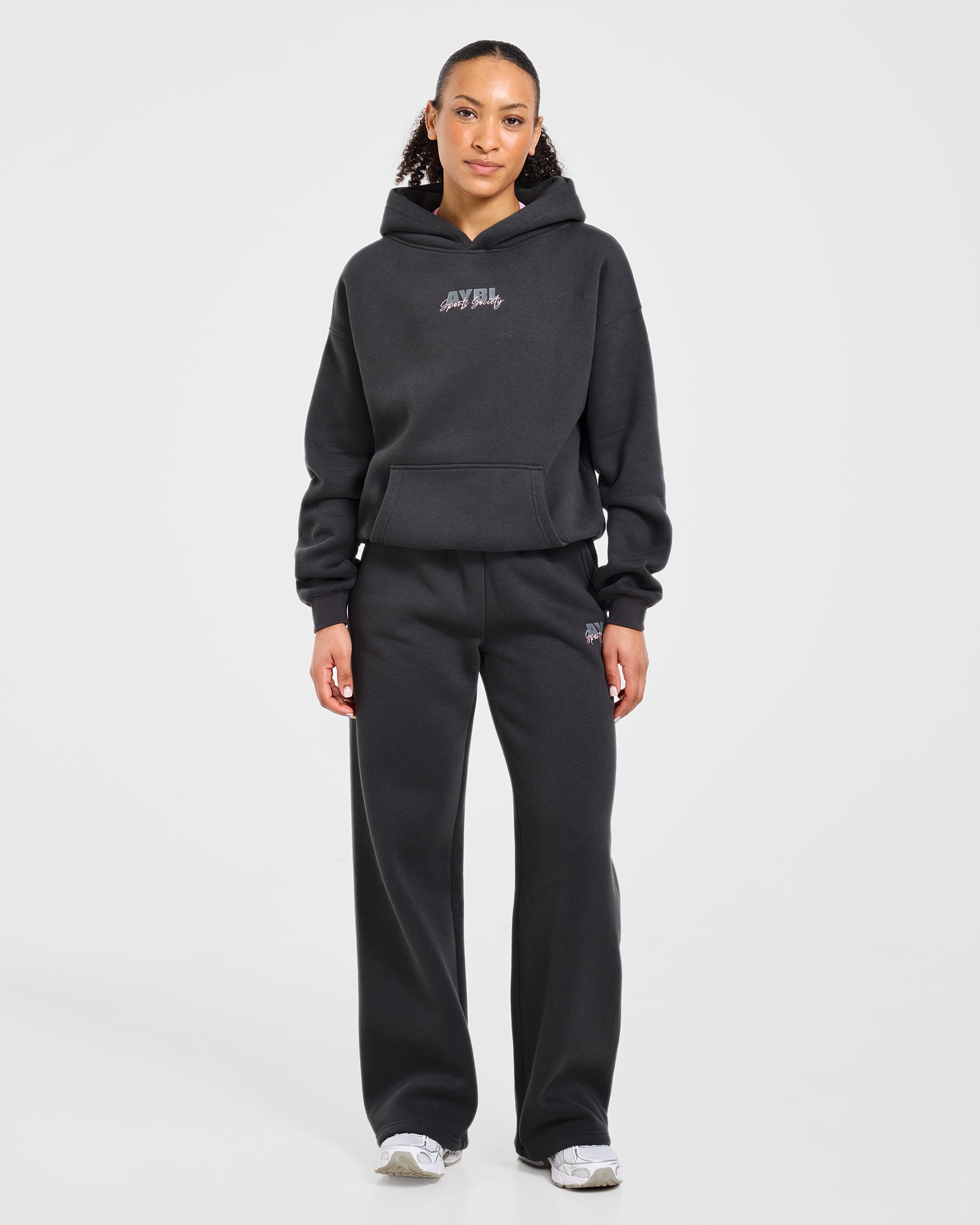 Sports Society Oversized Hoodie - Charcoal