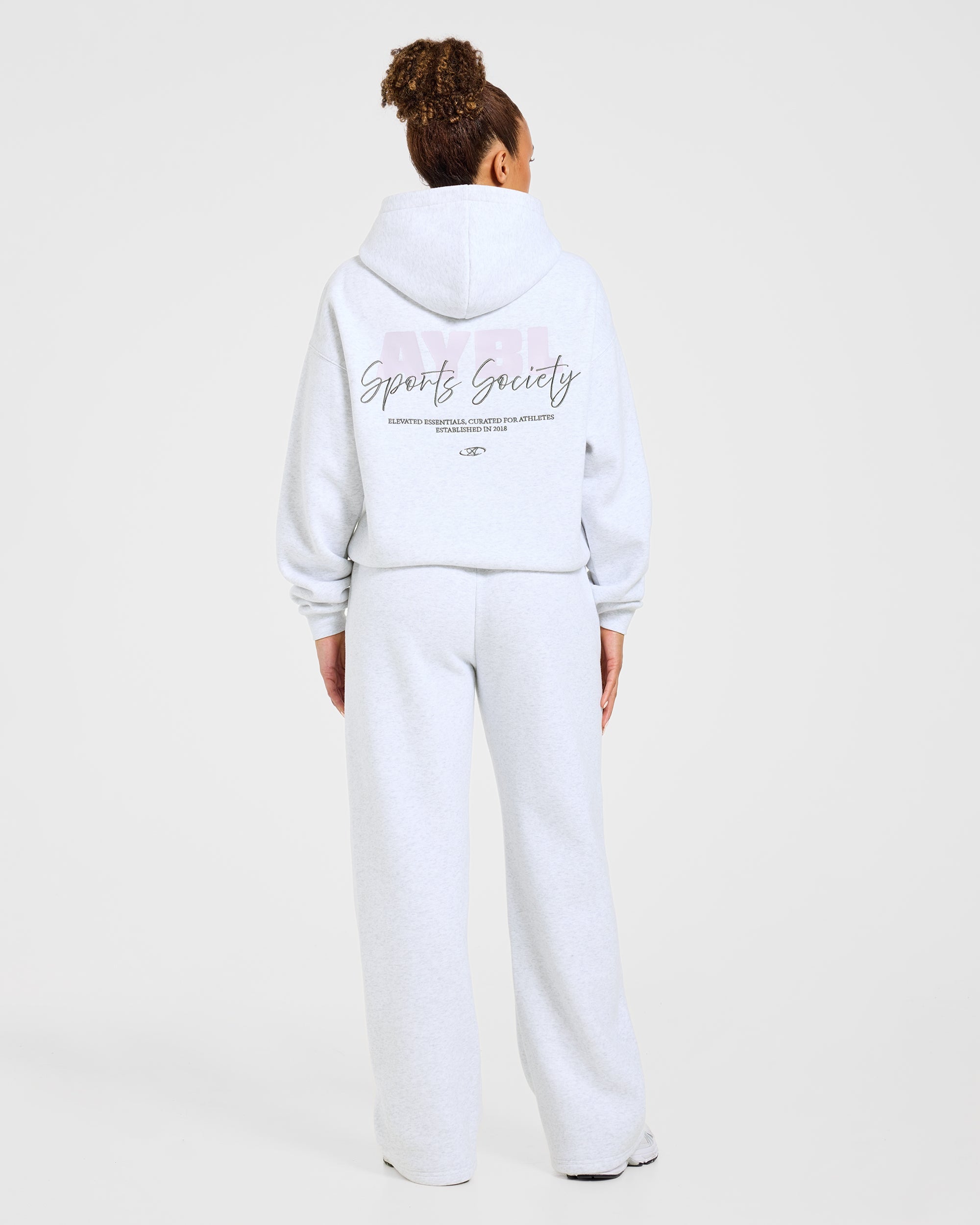 Sports Society Oversized Straight Leg Joggers - Heather Grey