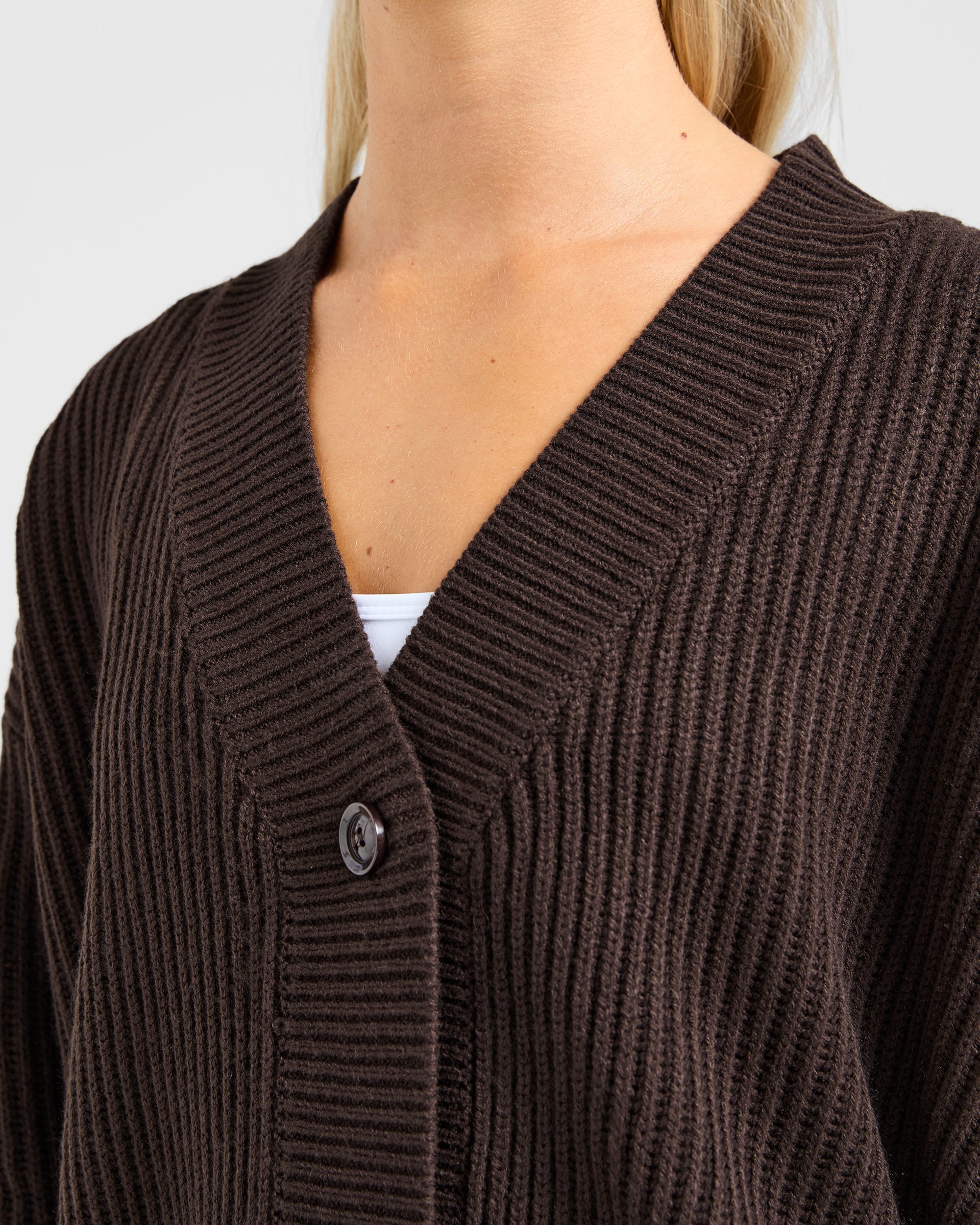 Lounge Oversized Knit Cardigan - Deep Cocoa Brown