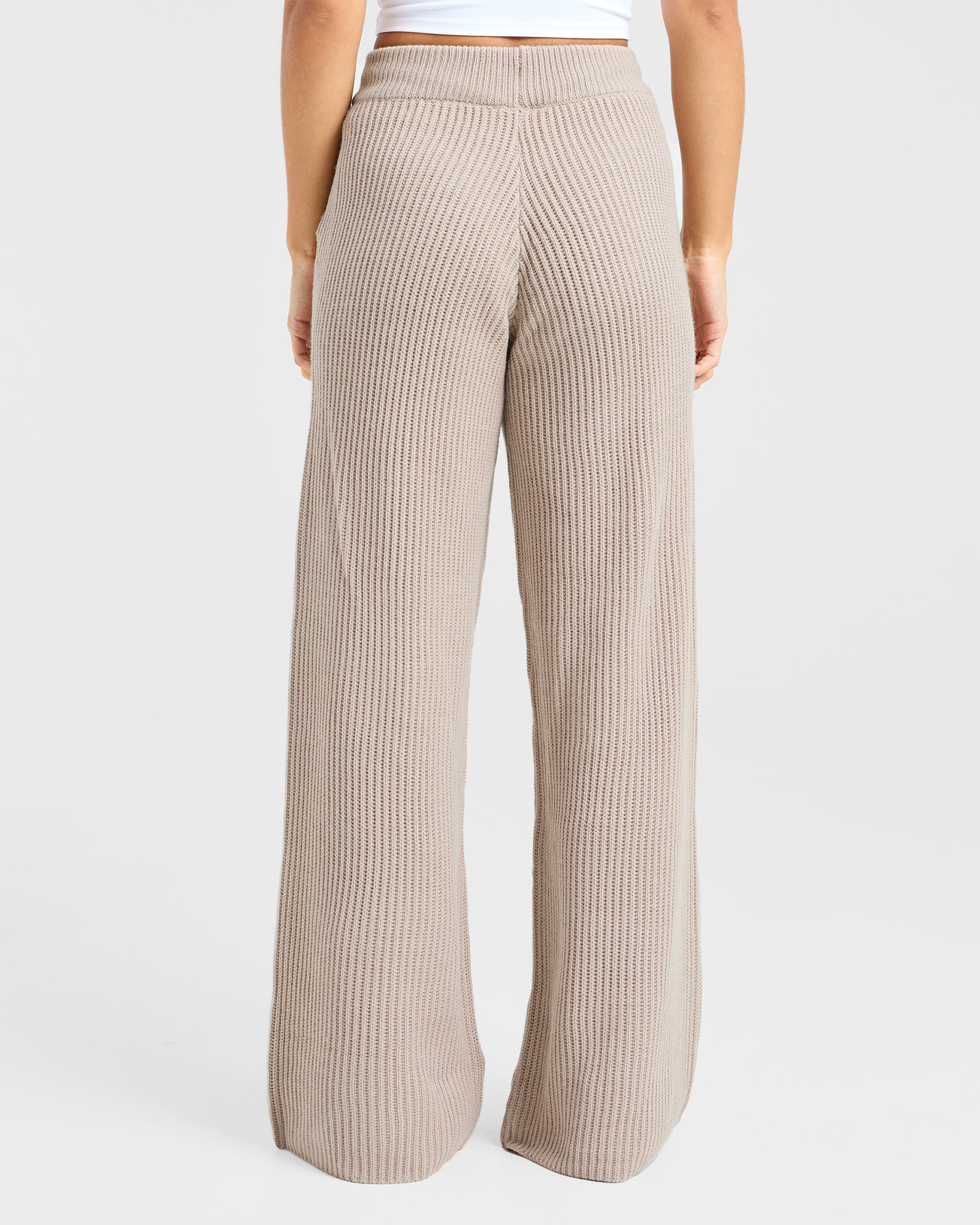 Lounge Oversized Knitted Straight Leg Joggers - Taupe Brown