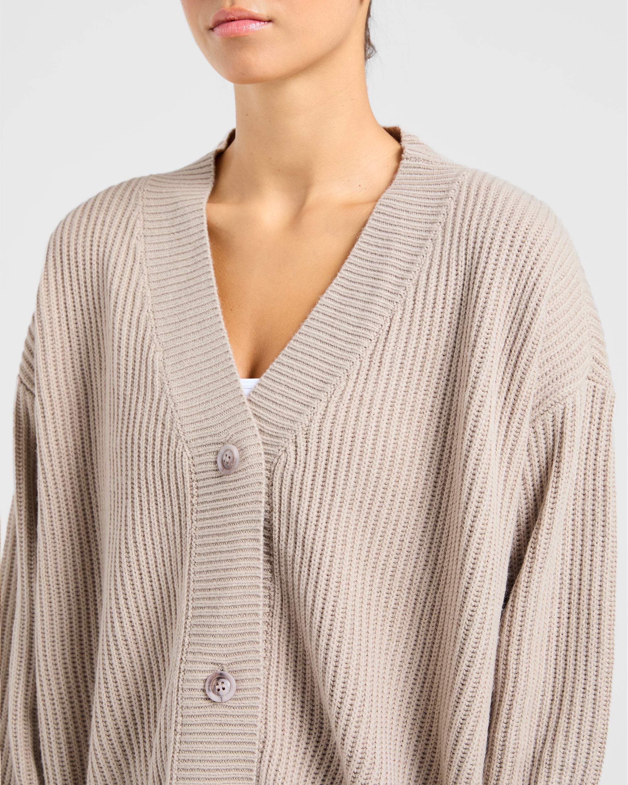 Lounge Oversized Knit Cardigan - Taupe Brown