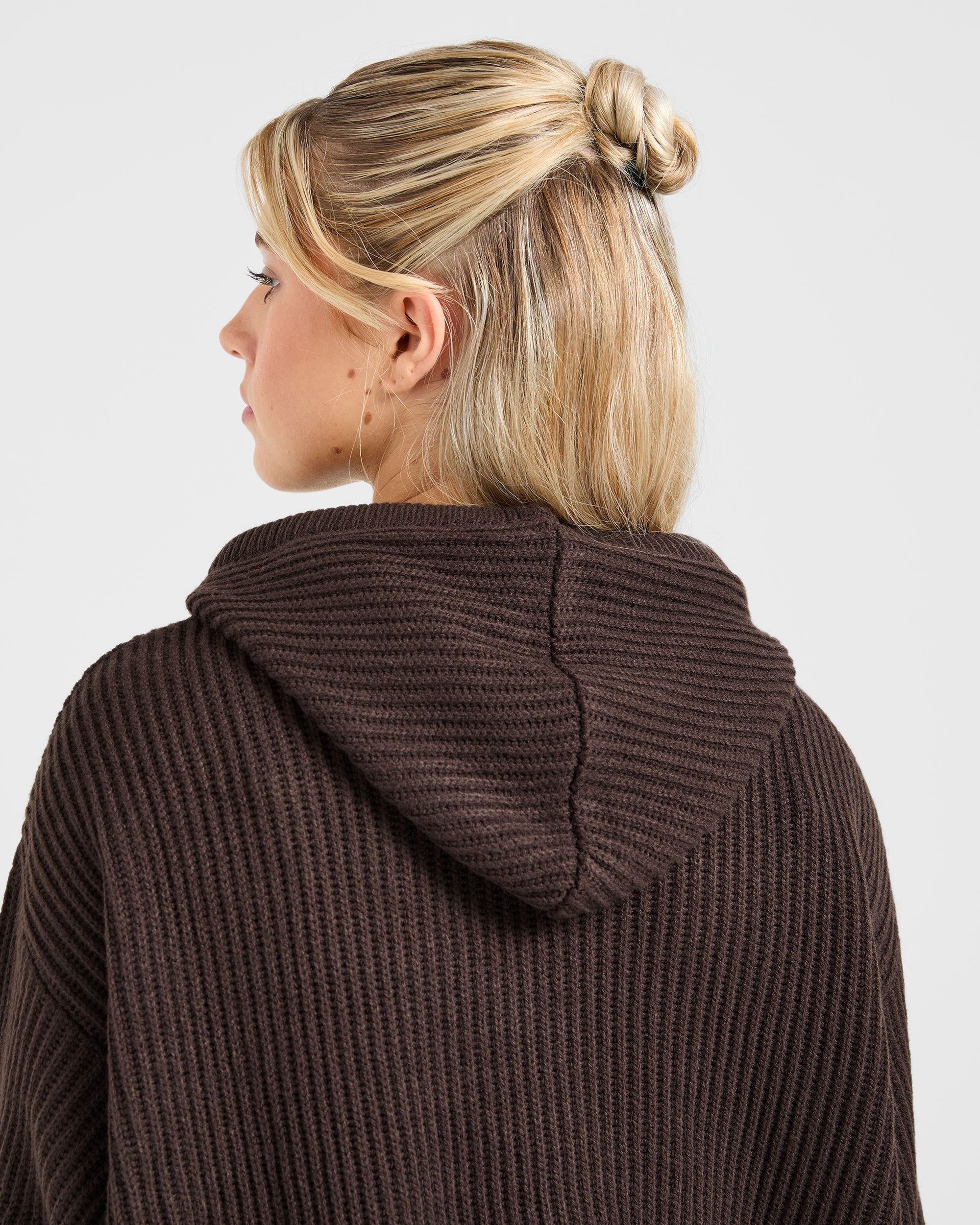 Lounge Oversized Knit Hoodie - Deep Cocoa Brown