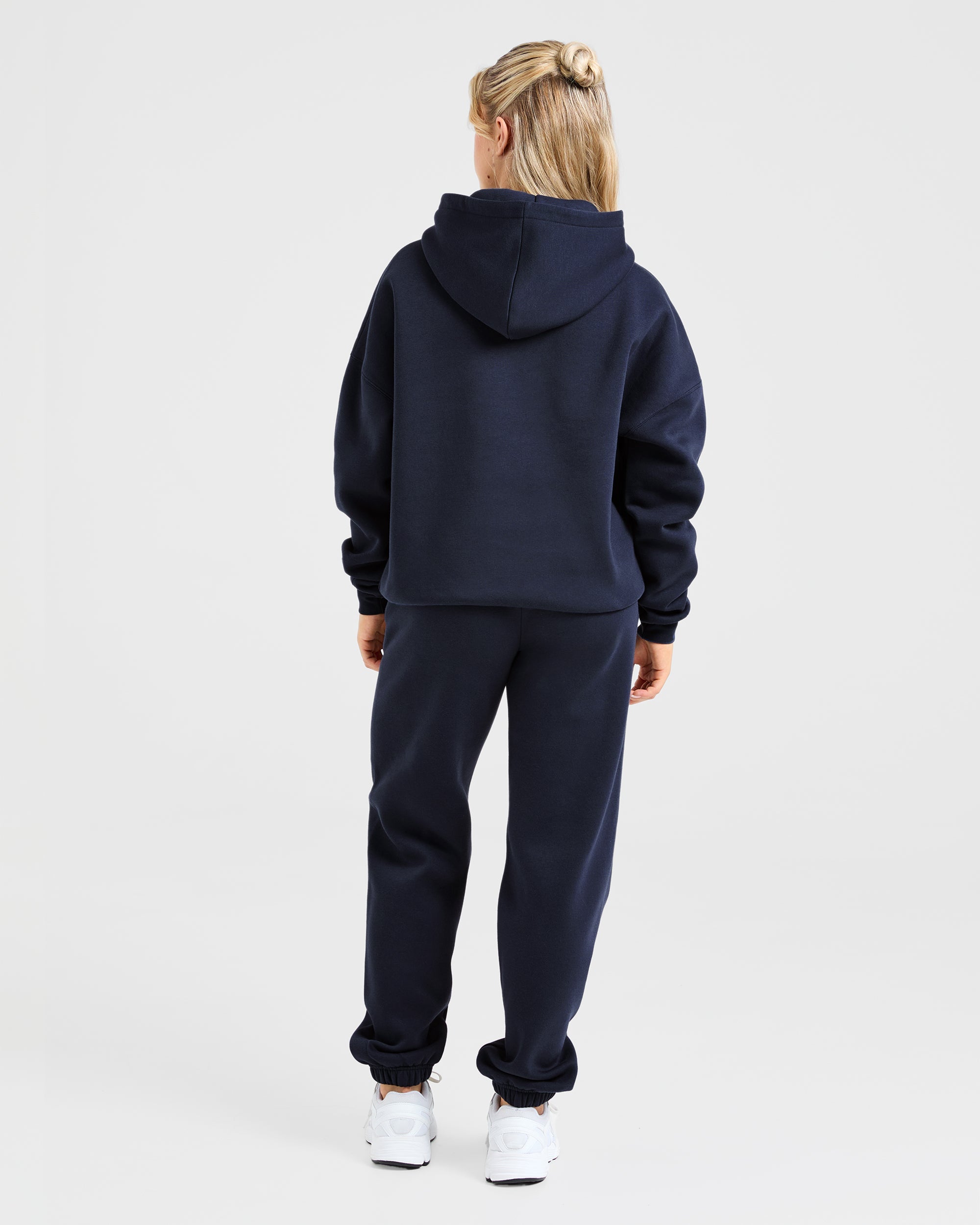 Varsity Oversized Outline Hoodie - Navy