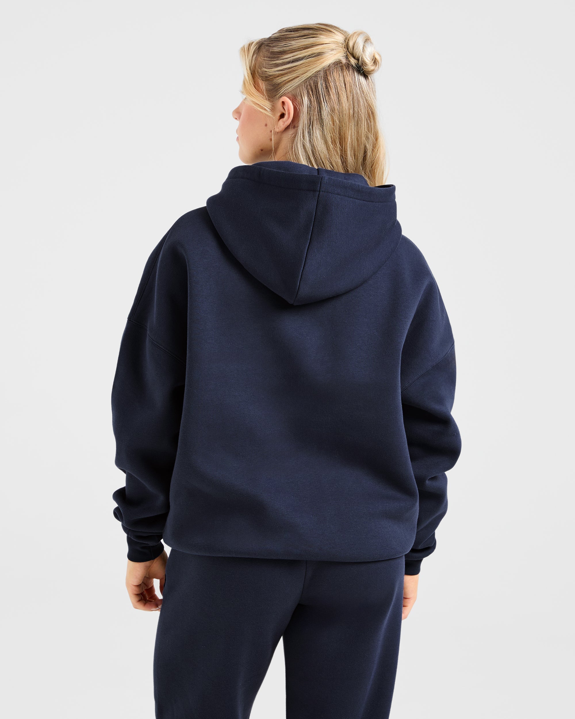 Varsity Oversized Outline Hoodie - Navy