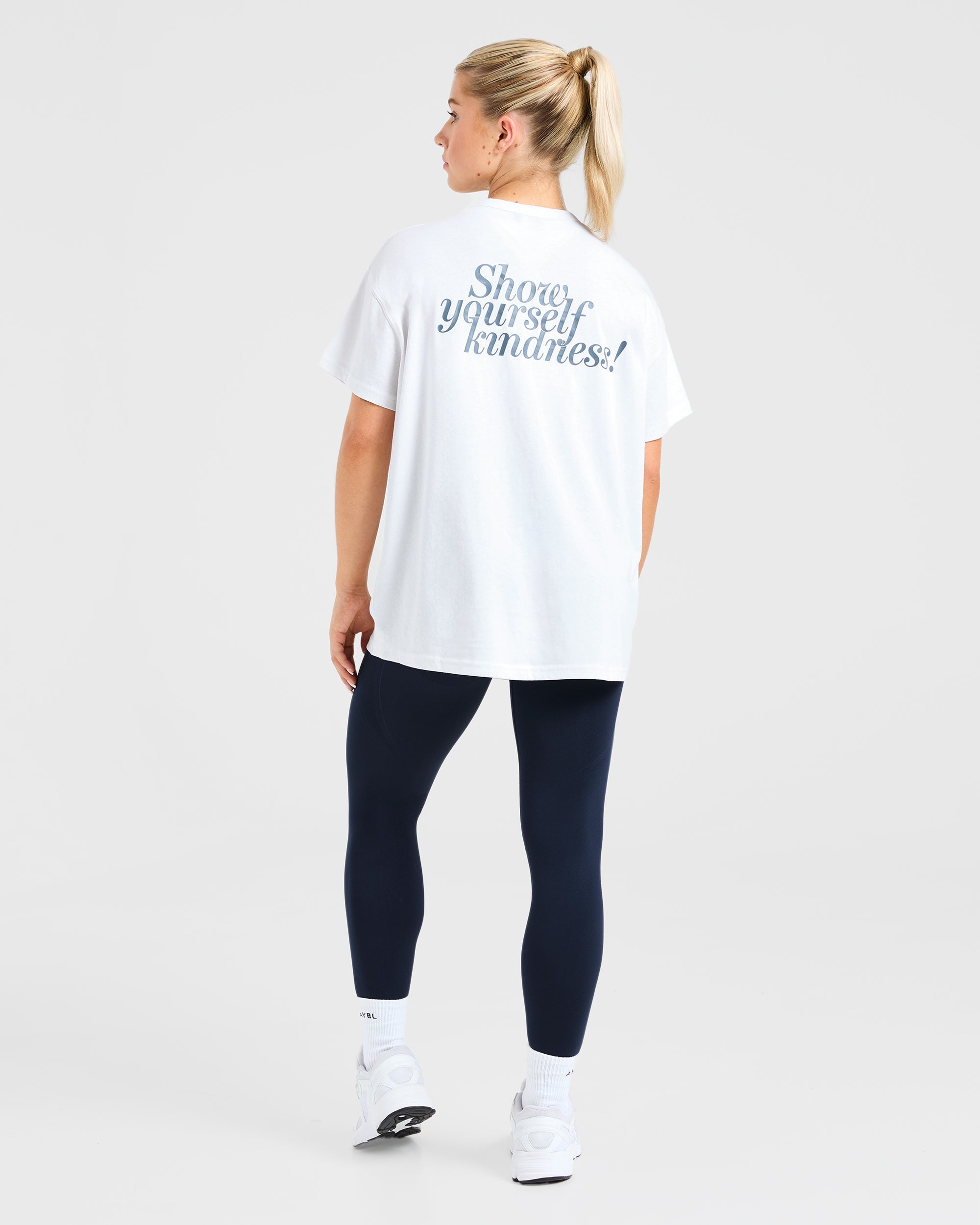 Show Yourself Kindness Oversized T Shirt - Off White/Slate