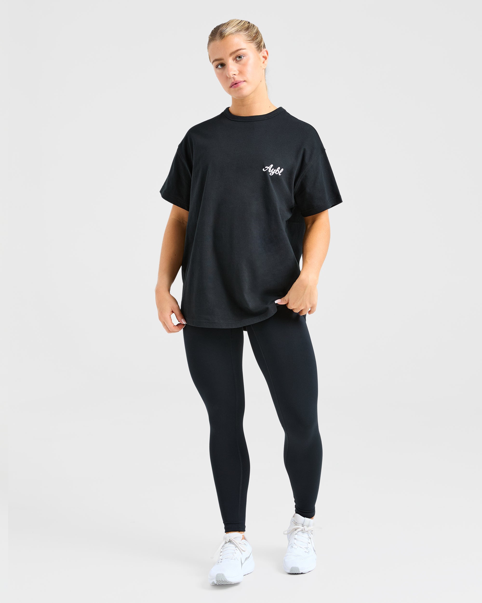 Body Achieve Mind Believe Oversized T Shirt - Black