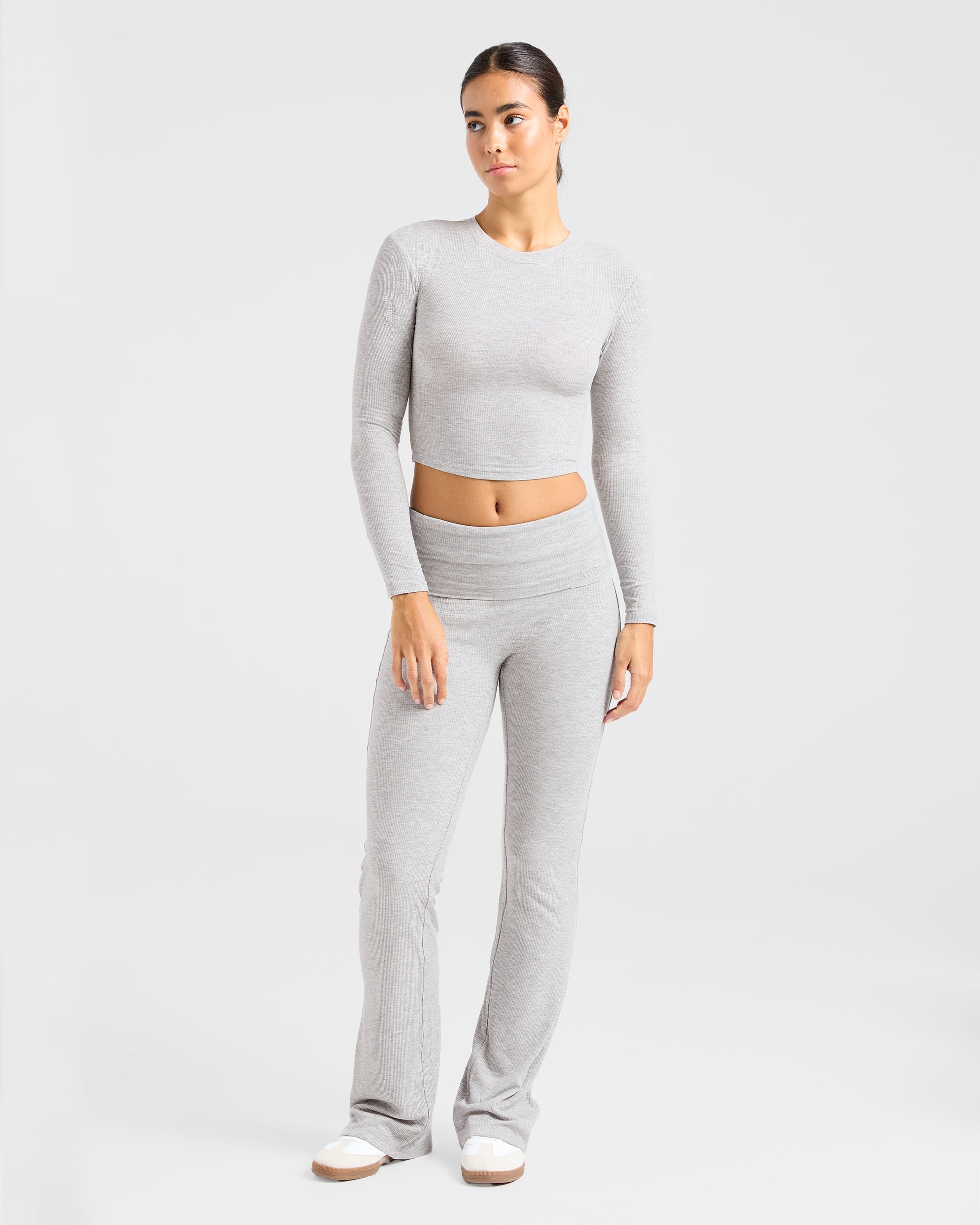 Lounge Ribbed Long Sleeve - Grey Marl