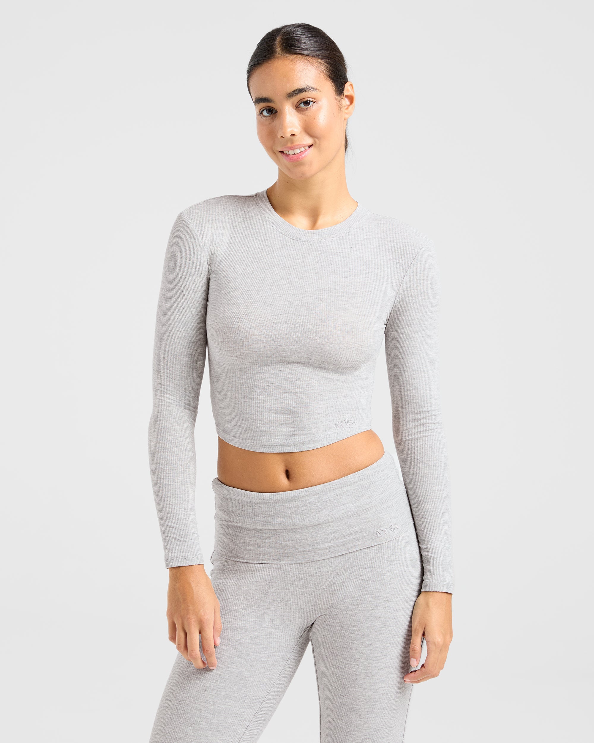 Lounge Ribbed Long Sleeve - Grey Marl