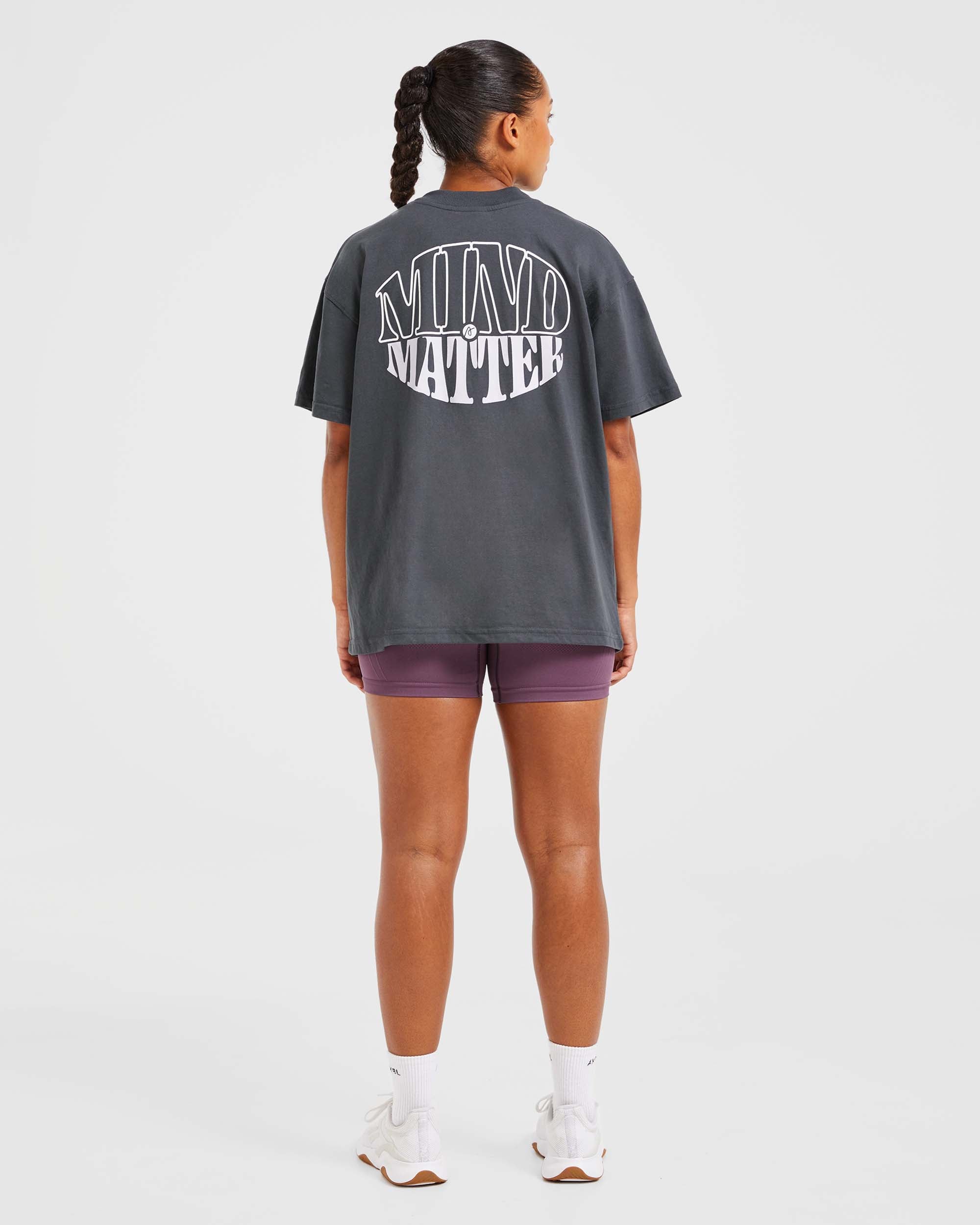 Mind Over Matter Oversized T Shirt - Charcoal/Lilac