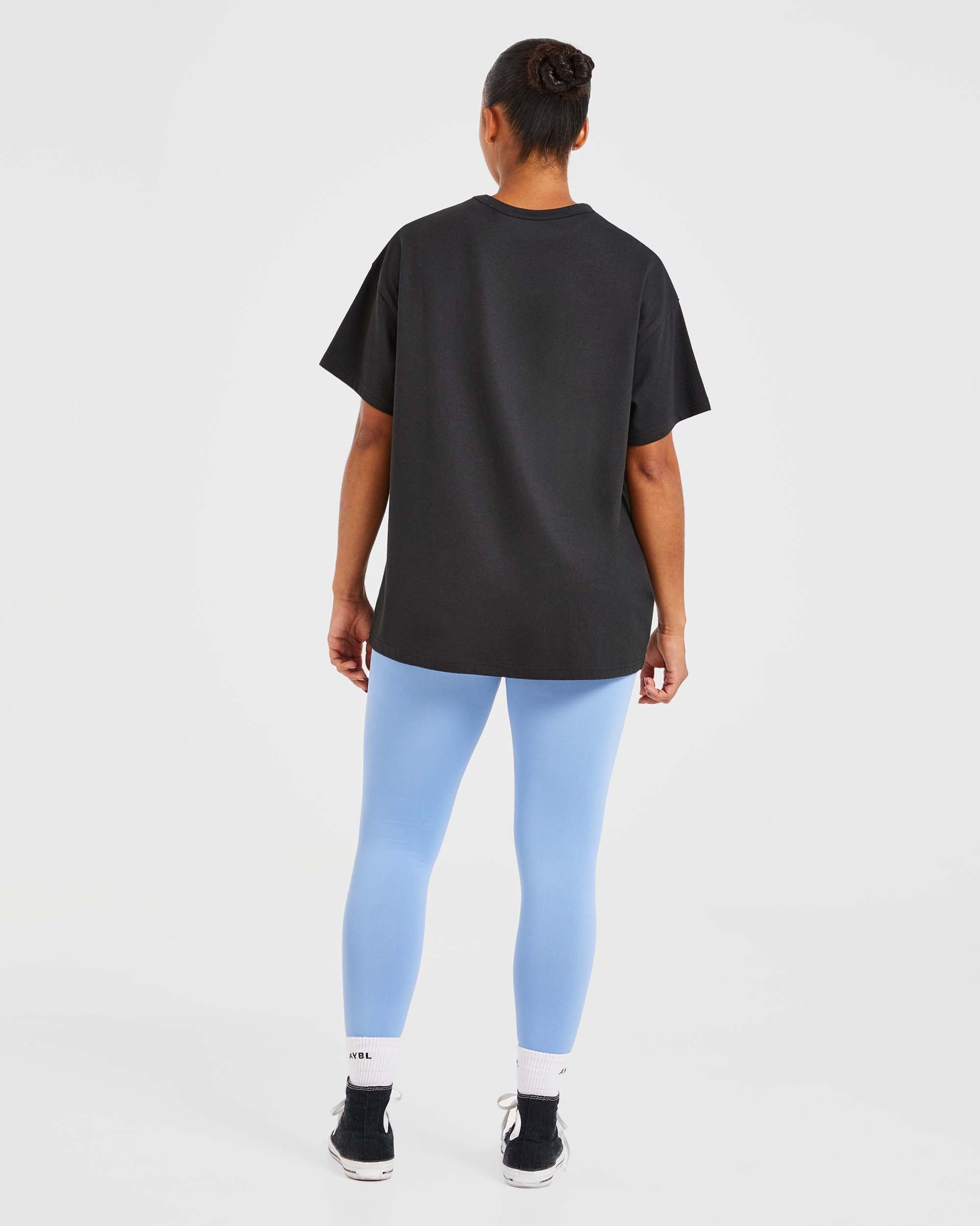 Varsity Oversized T Shirt - Black/Blue