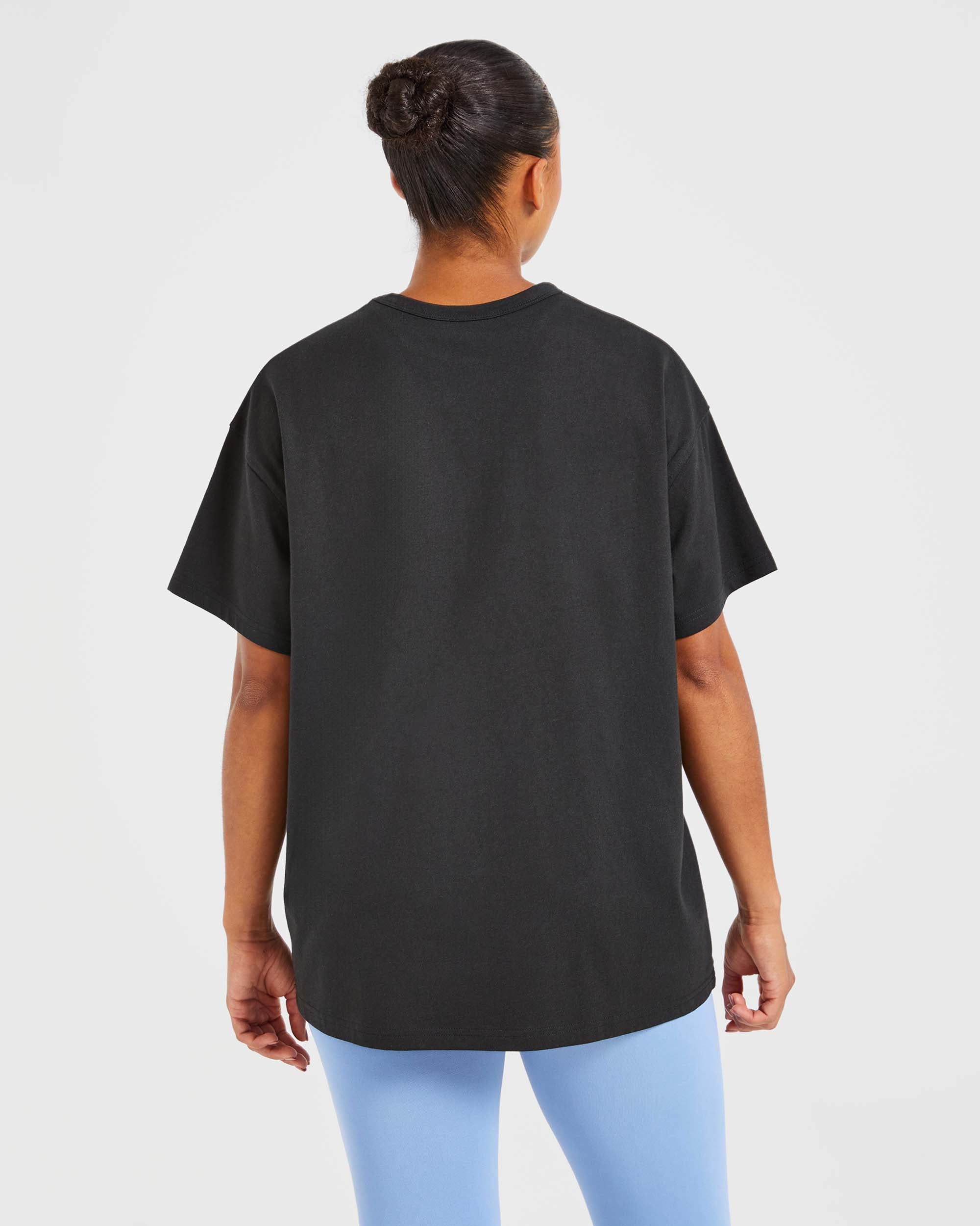 Varsity Oversized T Shirt - Black/Blue