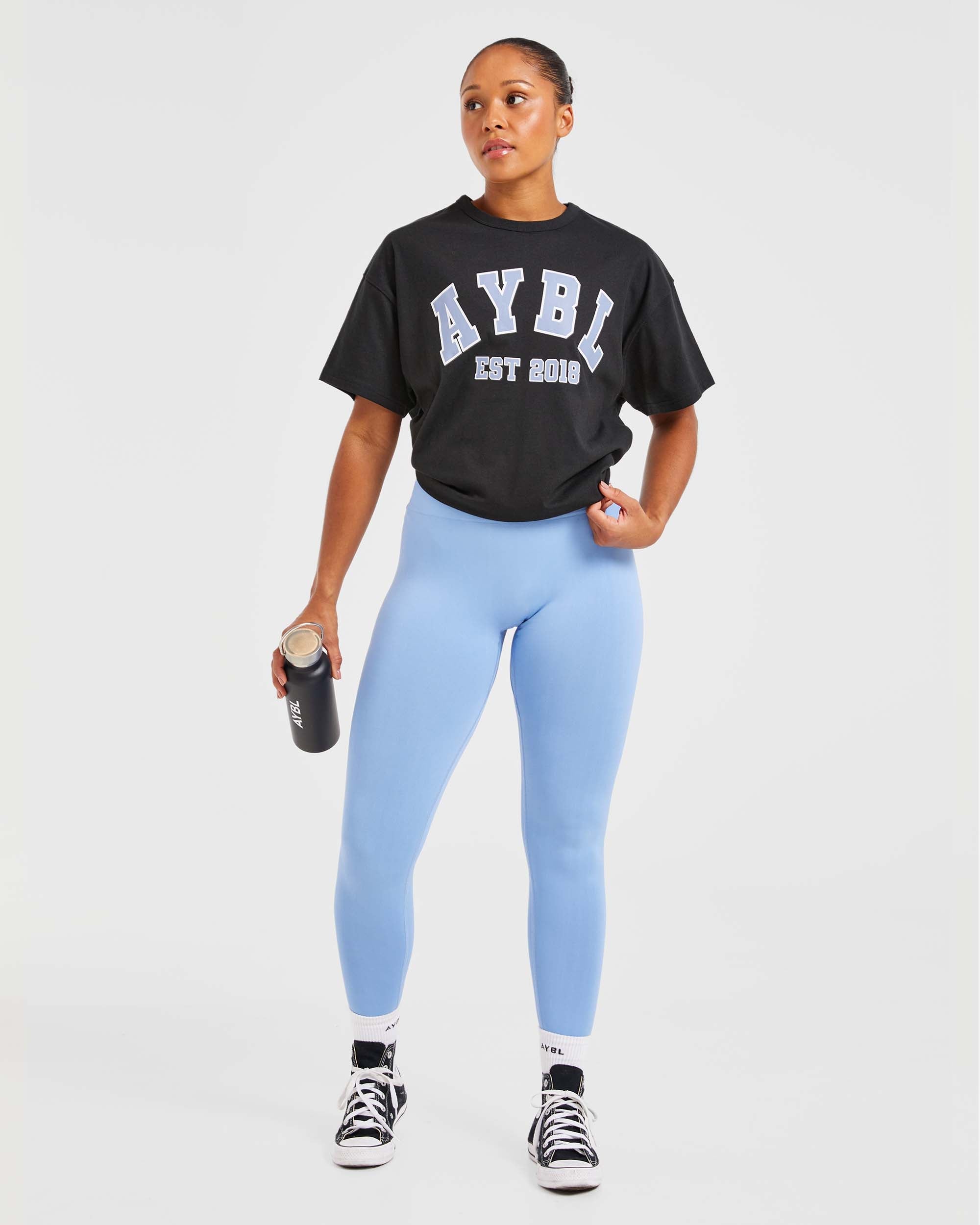 Varsity Oversized T Shirt - Black/Blue