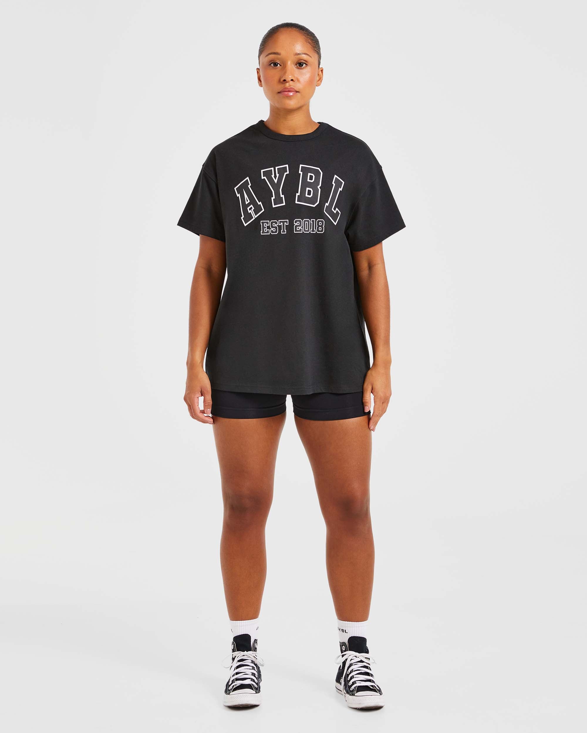 Varsity Oversized T Shirt - Black