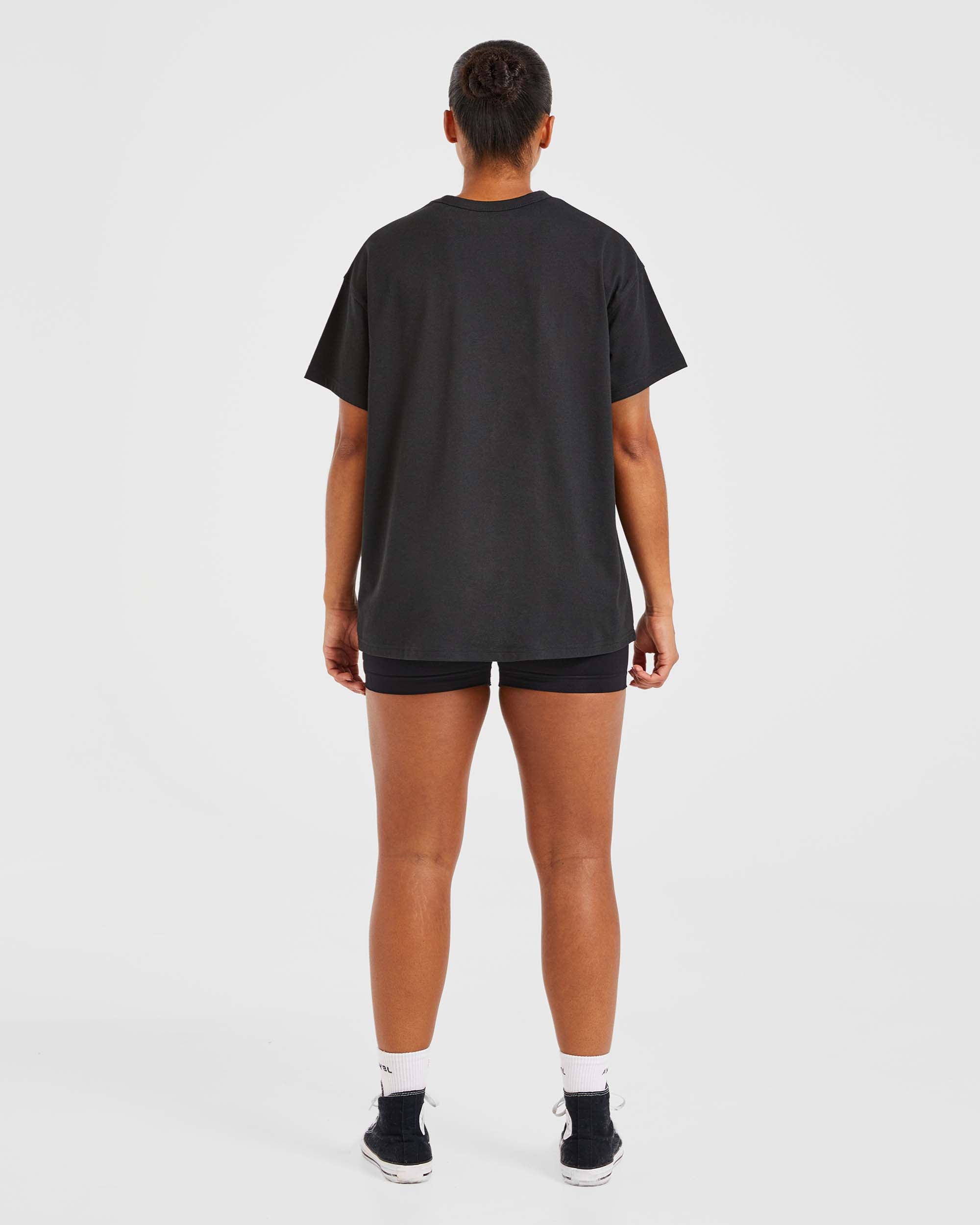 Varsity Oversized T Shirt - Black