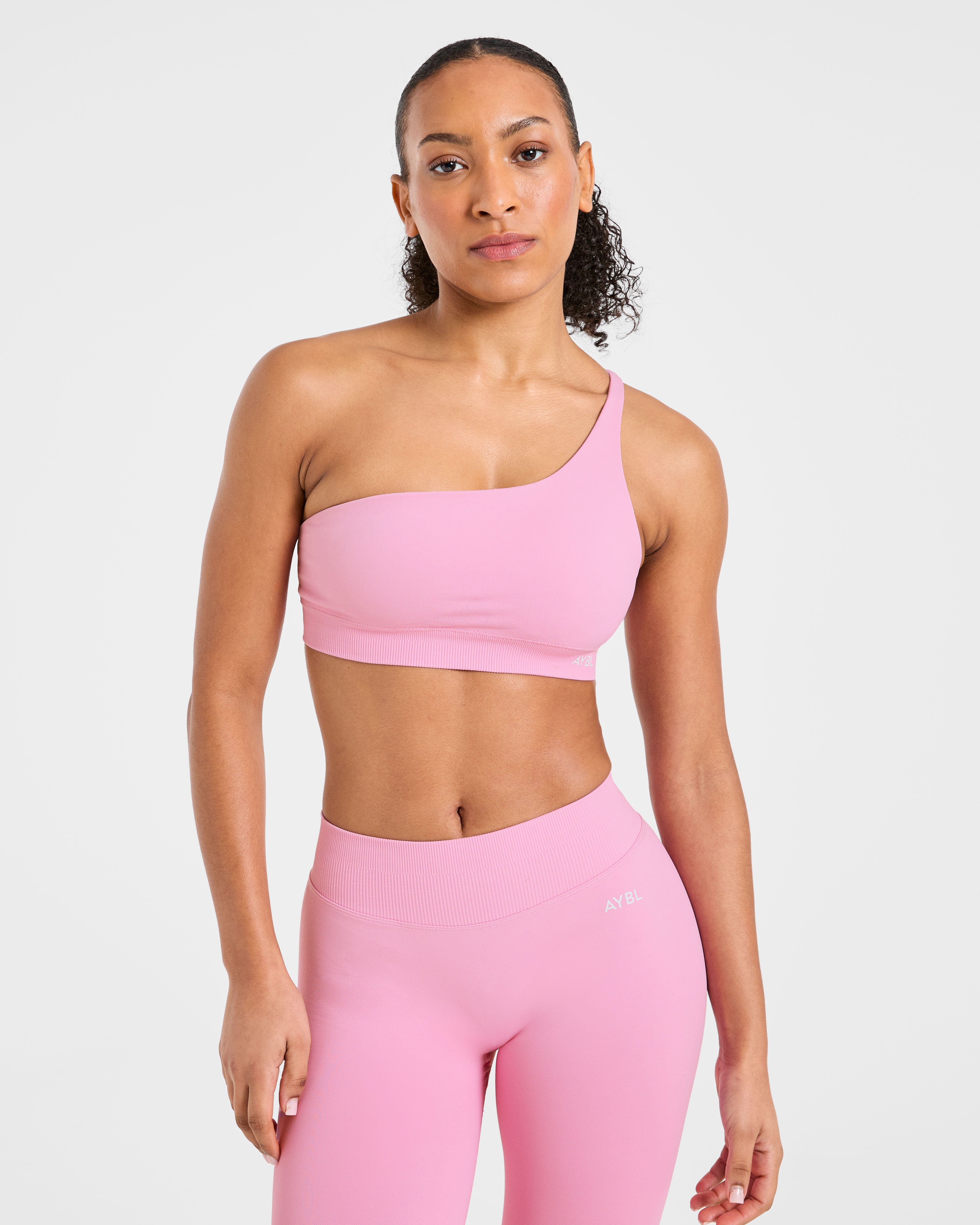 Enhance Seamless One Shoulder Sports Bra - Sugar Pink