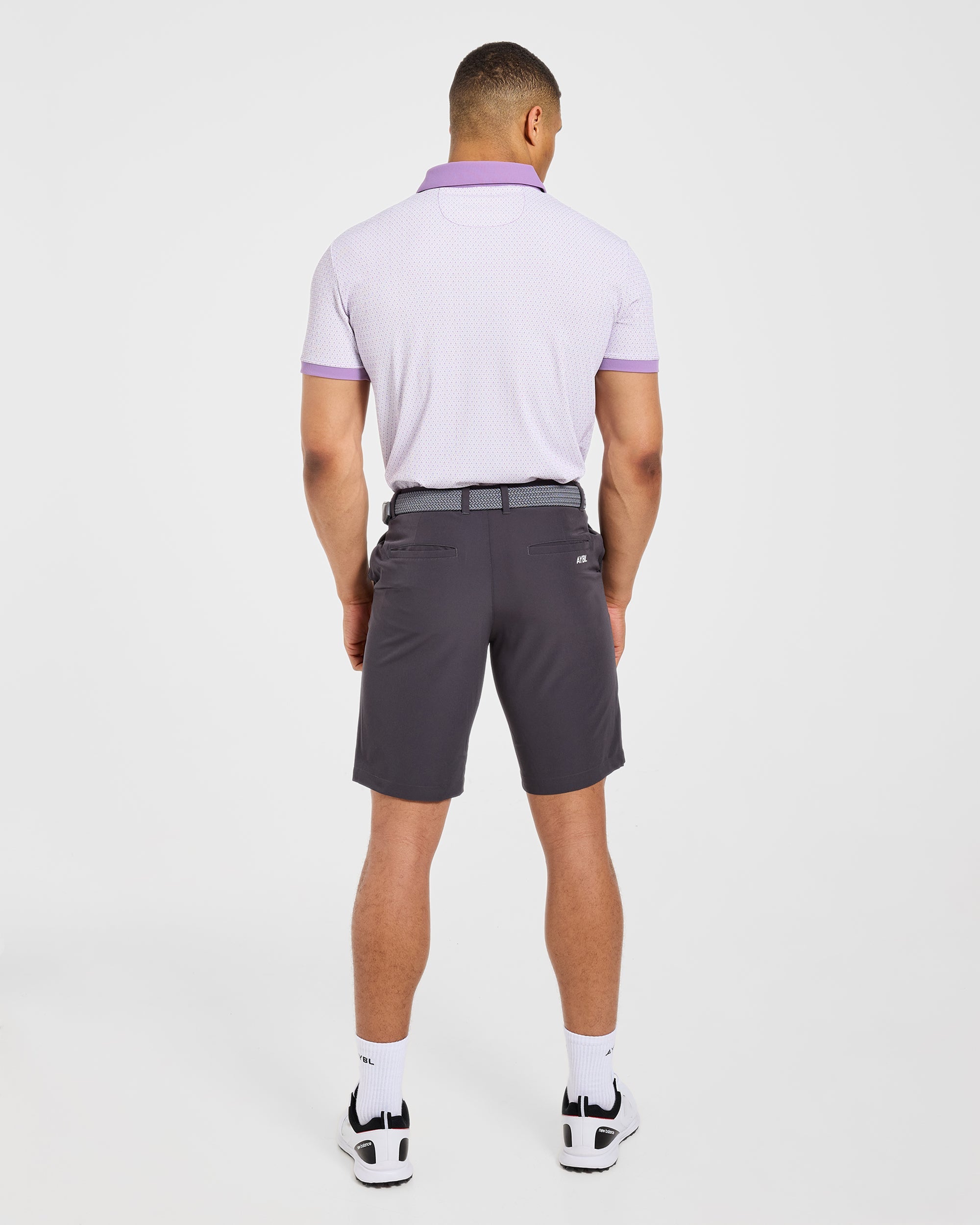 Precision Geometric Polo - White/Lilac