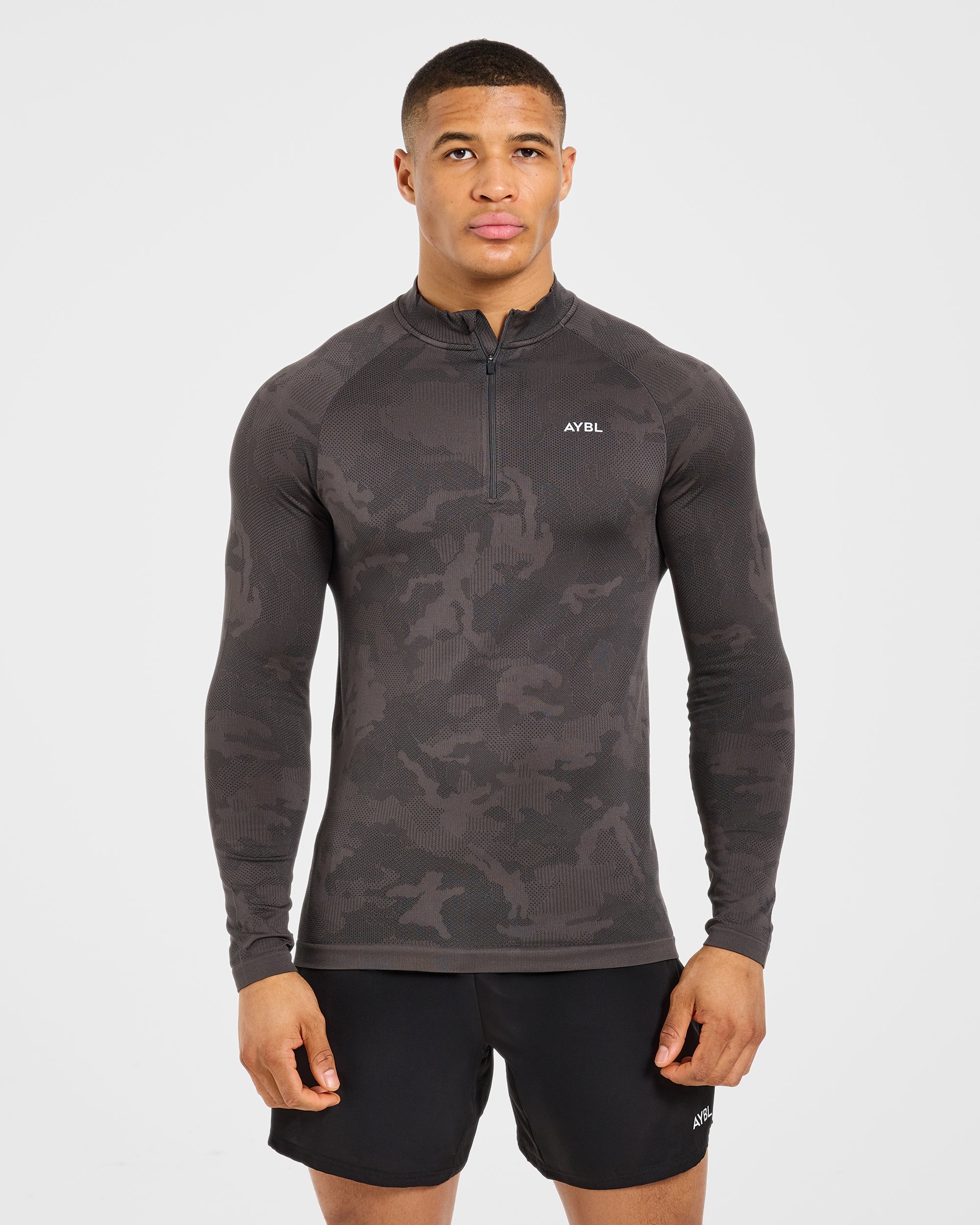 Camo Seamless 1/4 Zip Pullover - Woodland Taupe