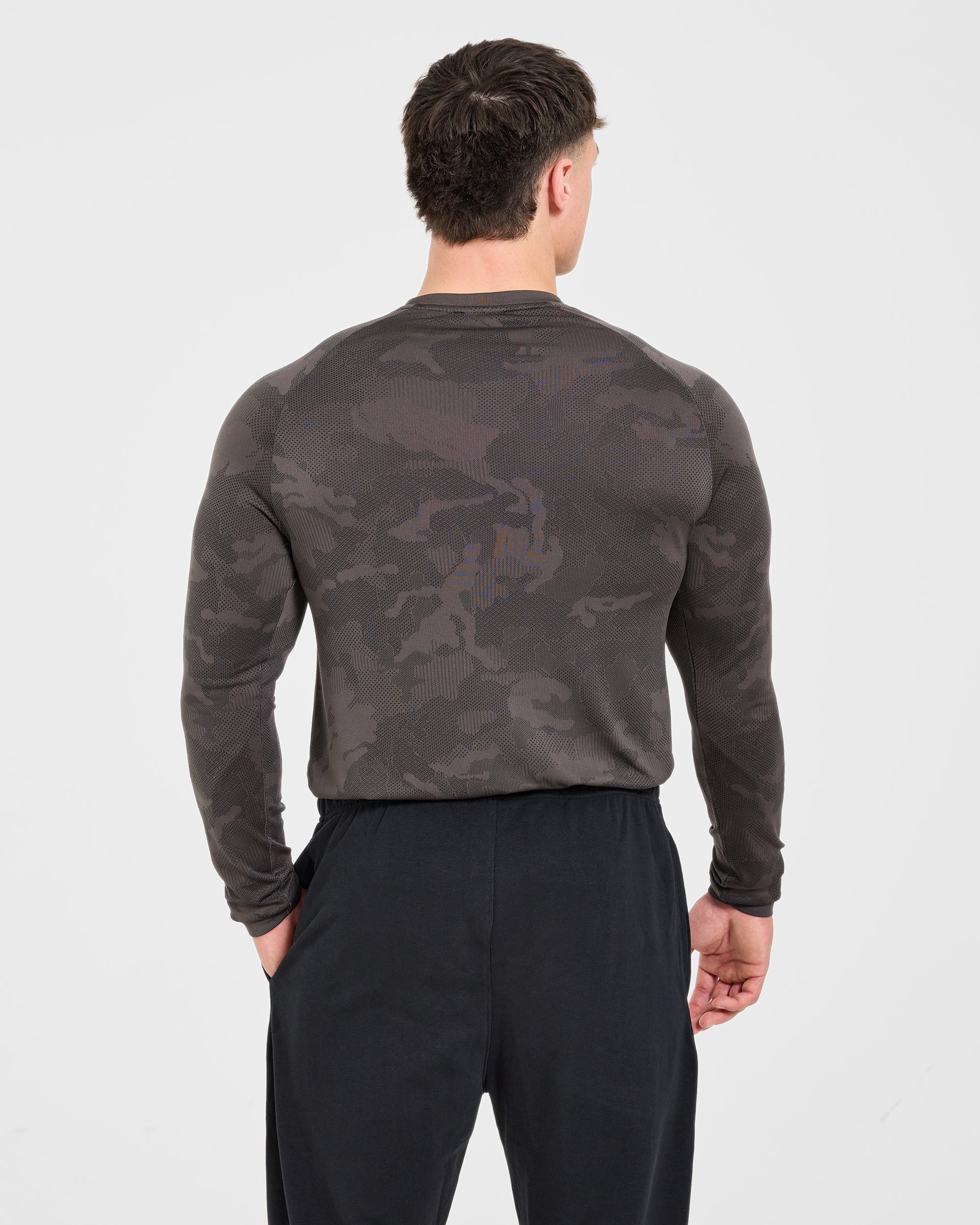 Camo Seamless Long Sleeve T Shirt - Charcoal