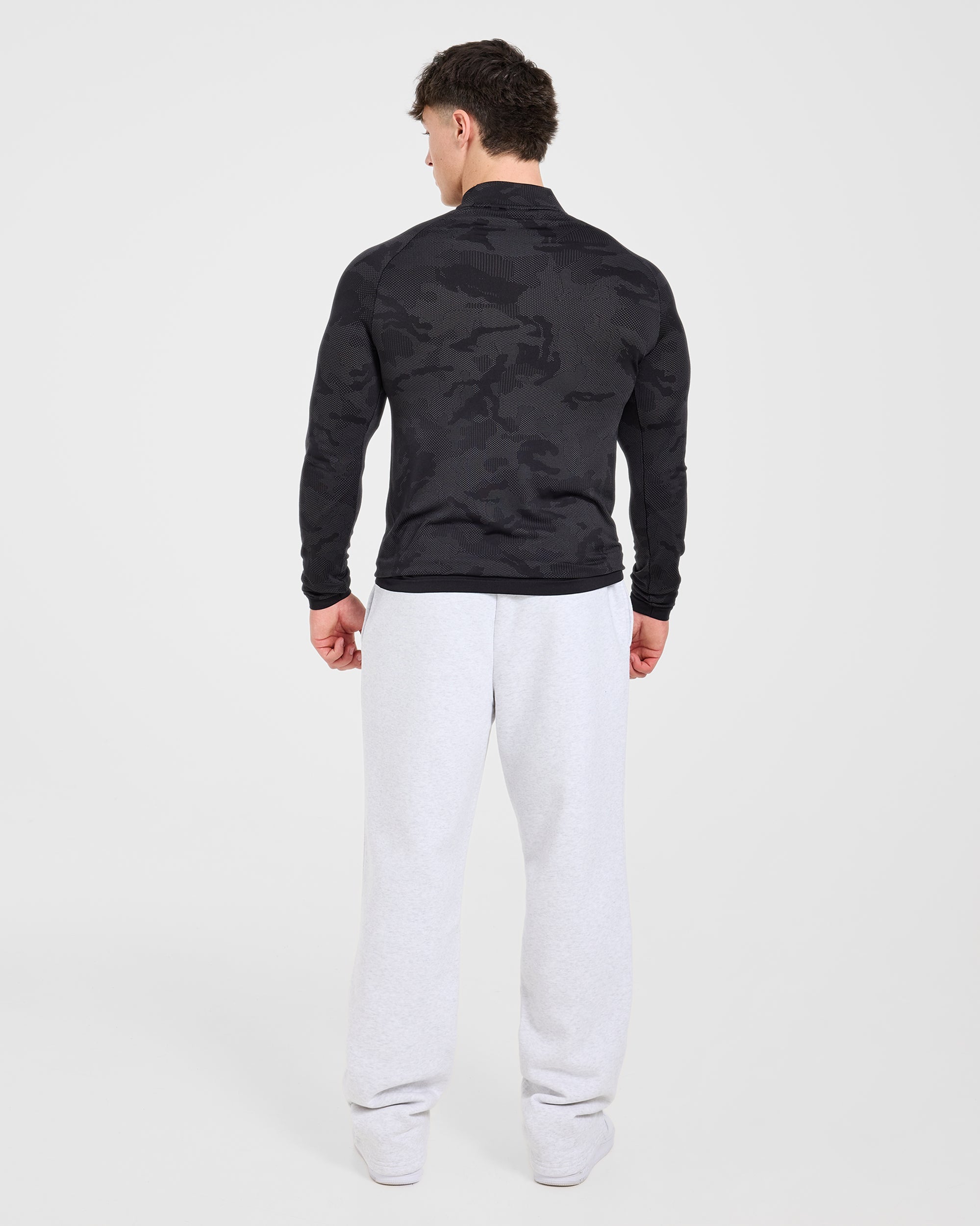 Camo Seamless 1/4 Zip Pullover - Black