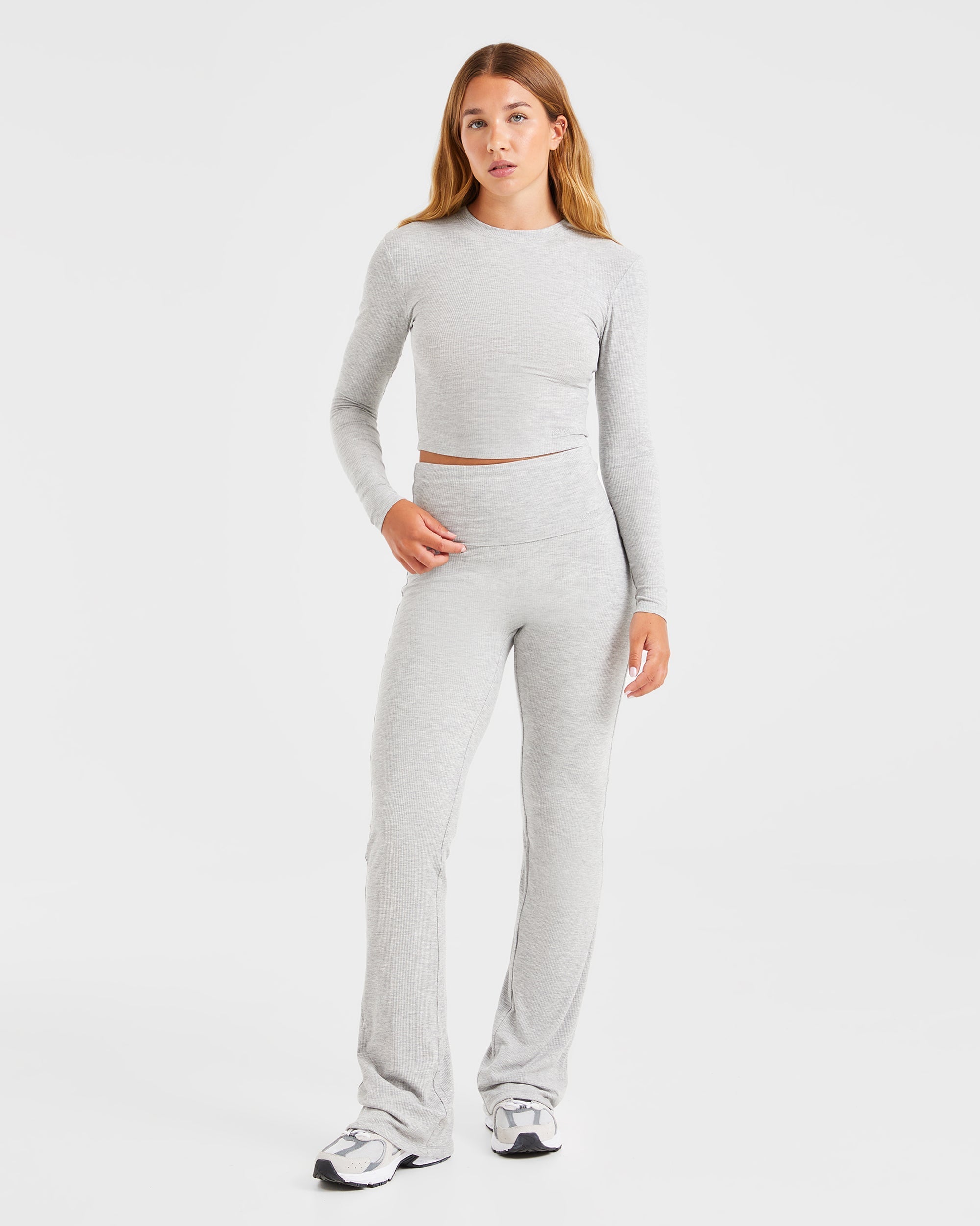 Lounge Ribbed Long Sleeve - Grey Marl