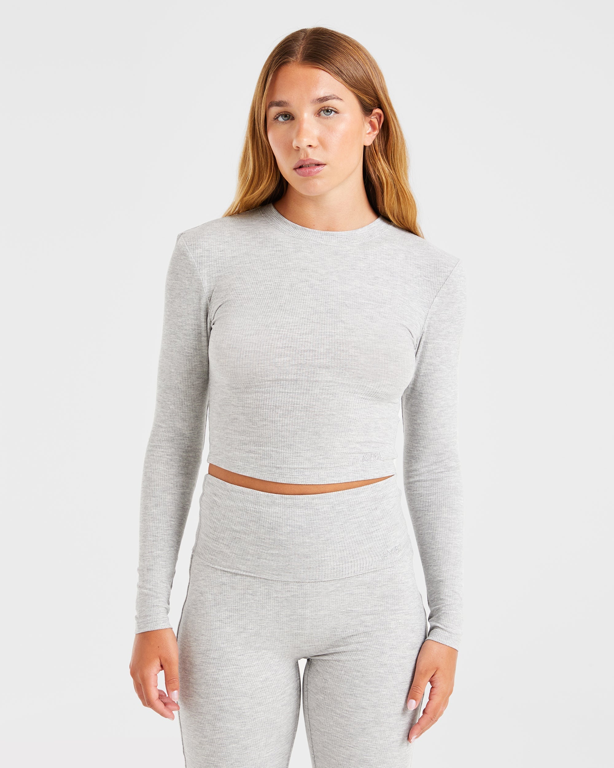 Lounge Ribbed Long Sleeve - Grey Marl