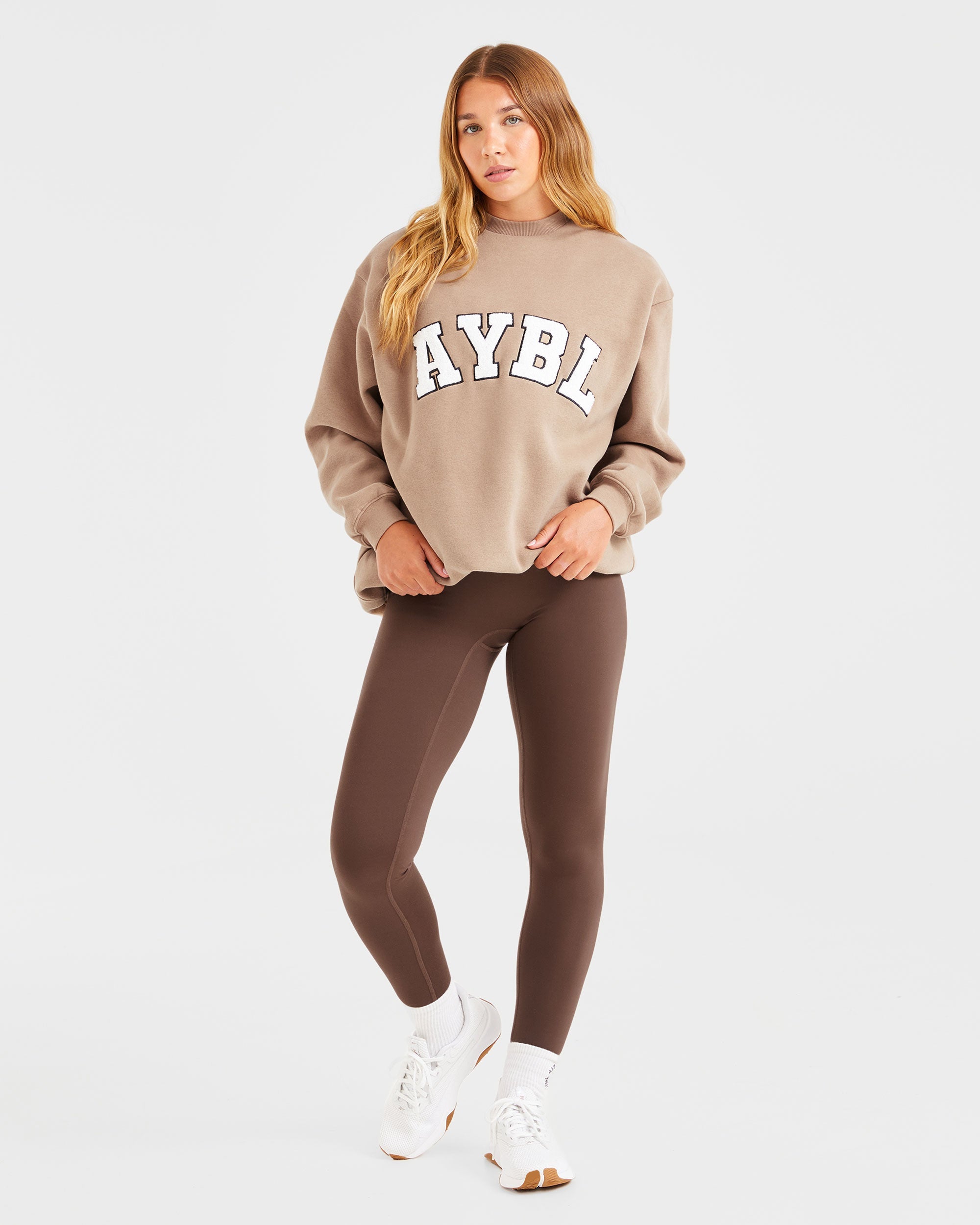 Varsity Oversized Sweatshirt - Latte Brown