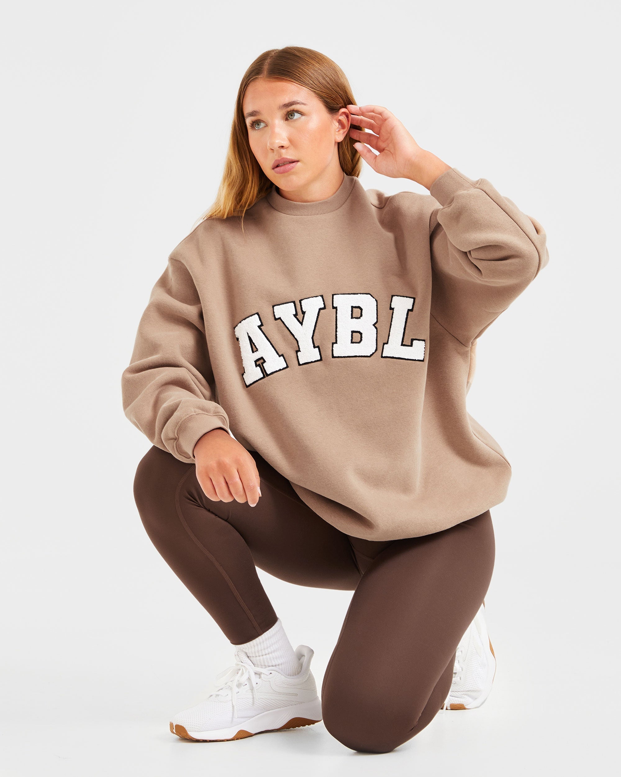 Varsity Oversized Sweatshirt - Latte Brown