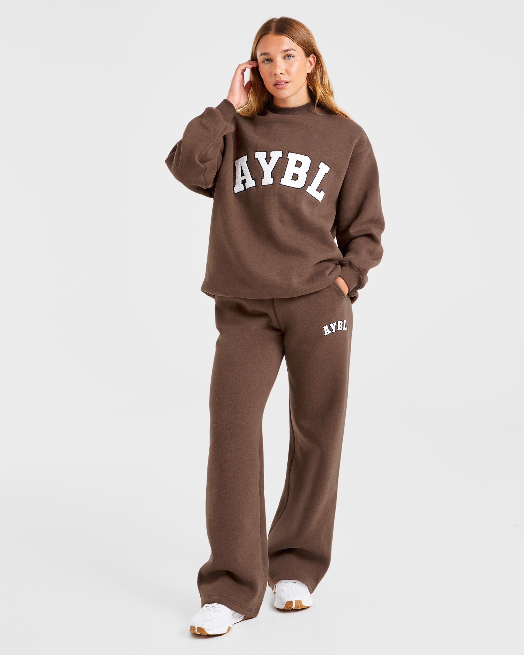 Varsity Oversized Sweatshirt - Brown