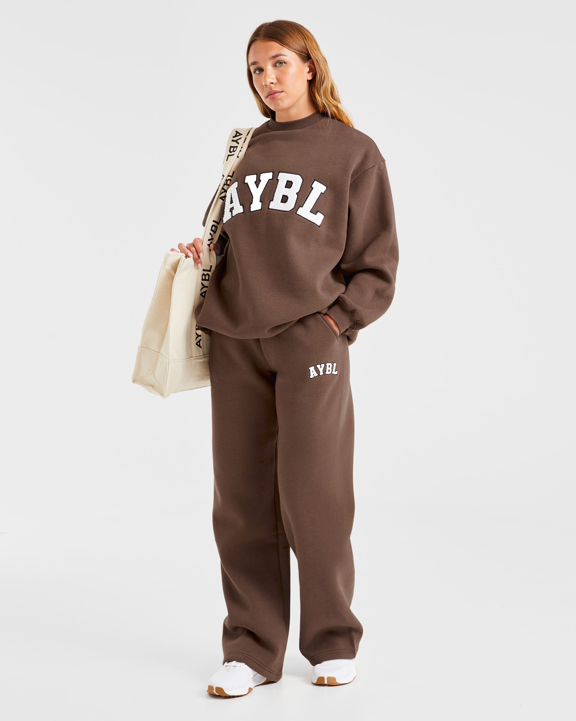 Varsity Oversized Sweatshirt - Brown