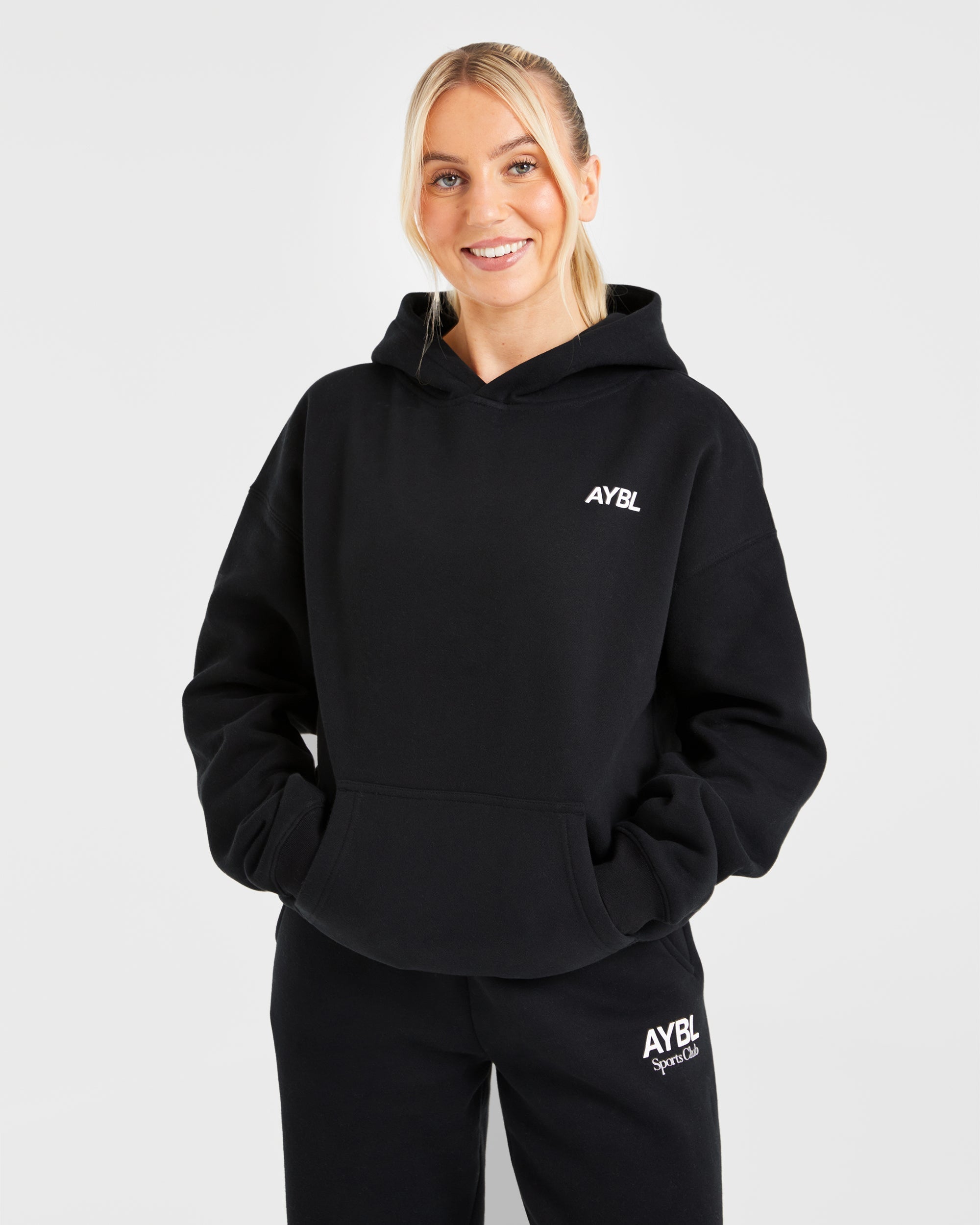 AYBL Sports Club Oversized Hoodie - Black/White