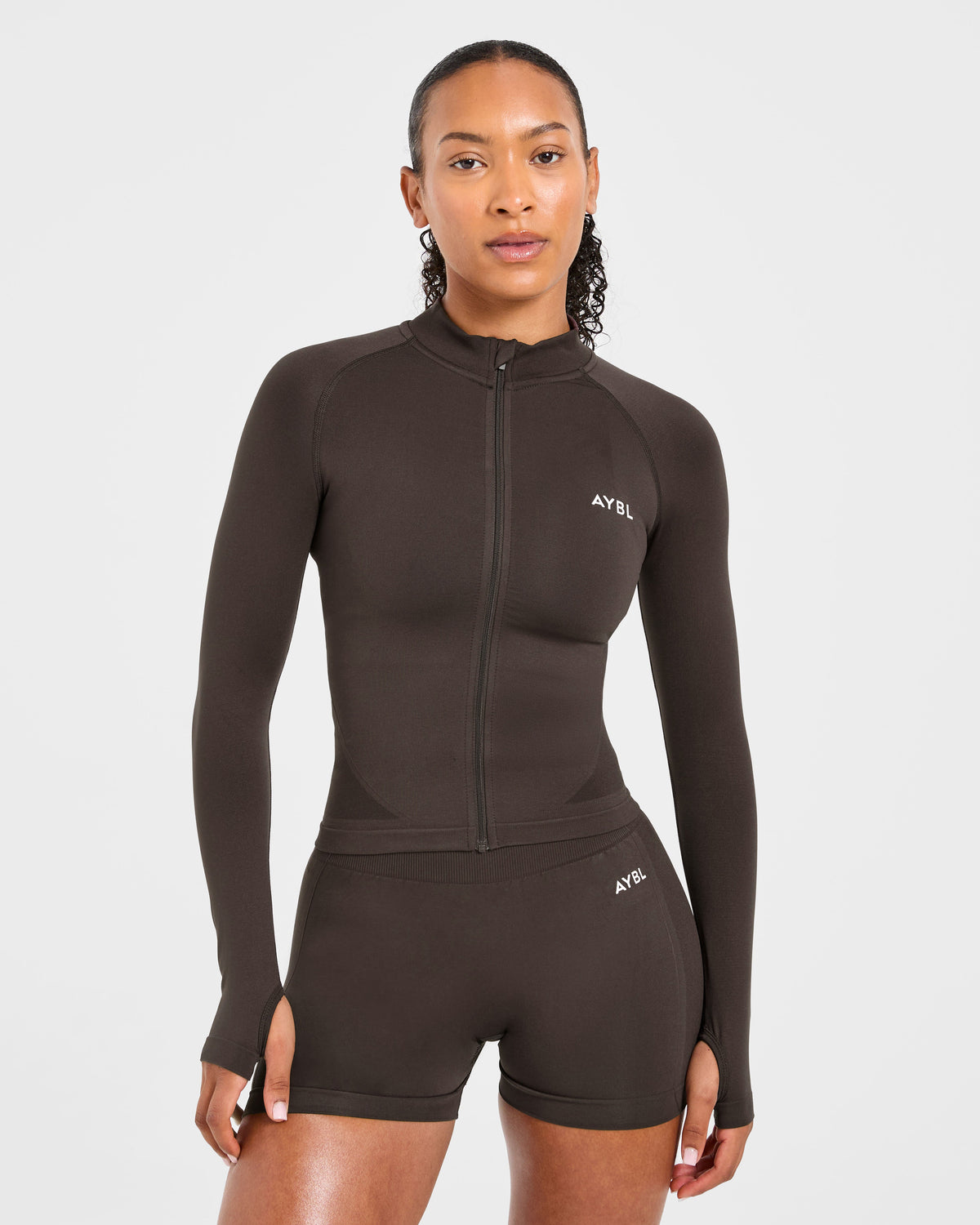Empower Seamless Full Zip Jacket - Cocoa Brown