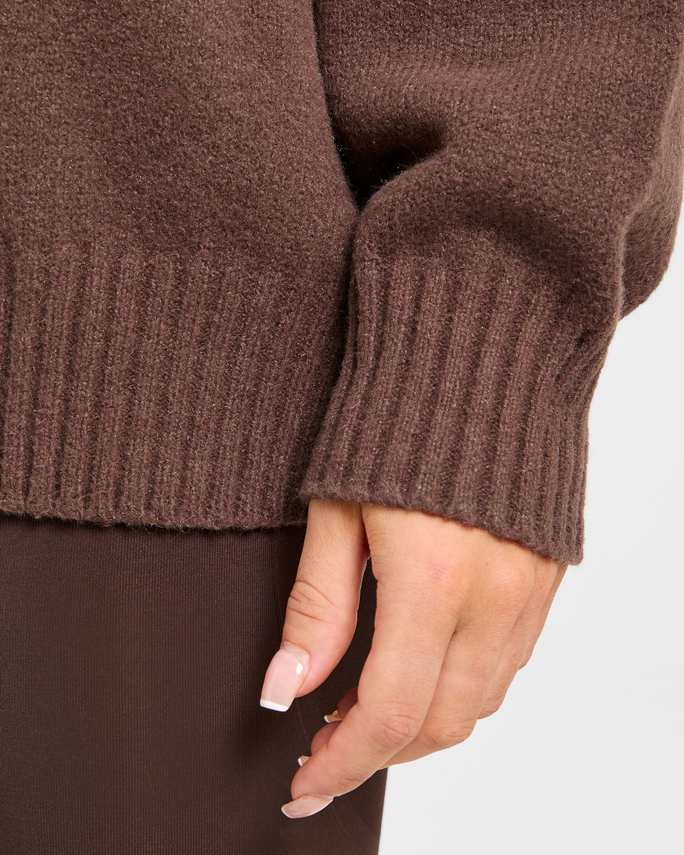 Varsity Oversized Knitted Sweater - Brown