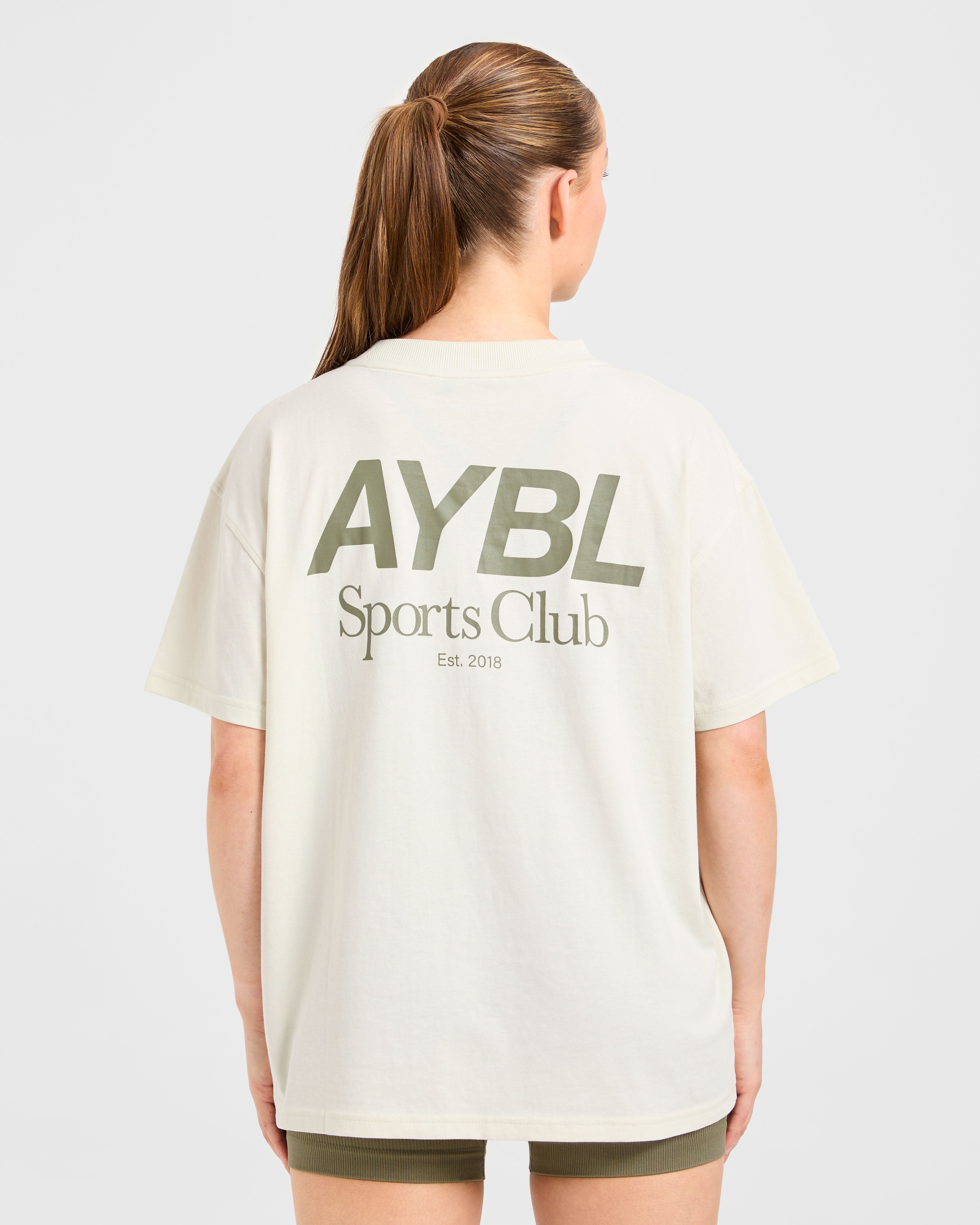 AYBL Sports Club Oversized T Shirt - Beige/Muted Olive