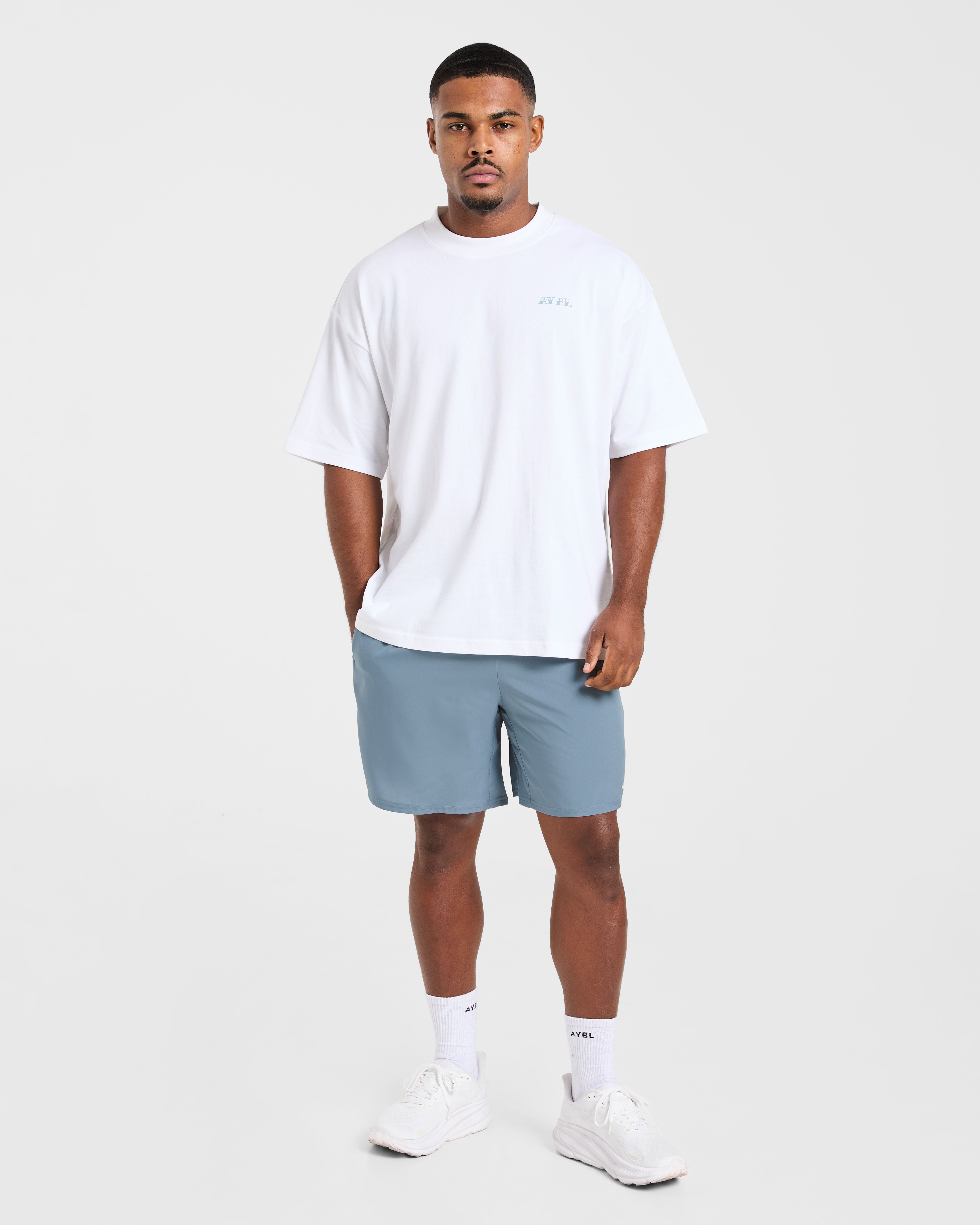 AYBL Strength Club Oversized T Shirt - White/Blue