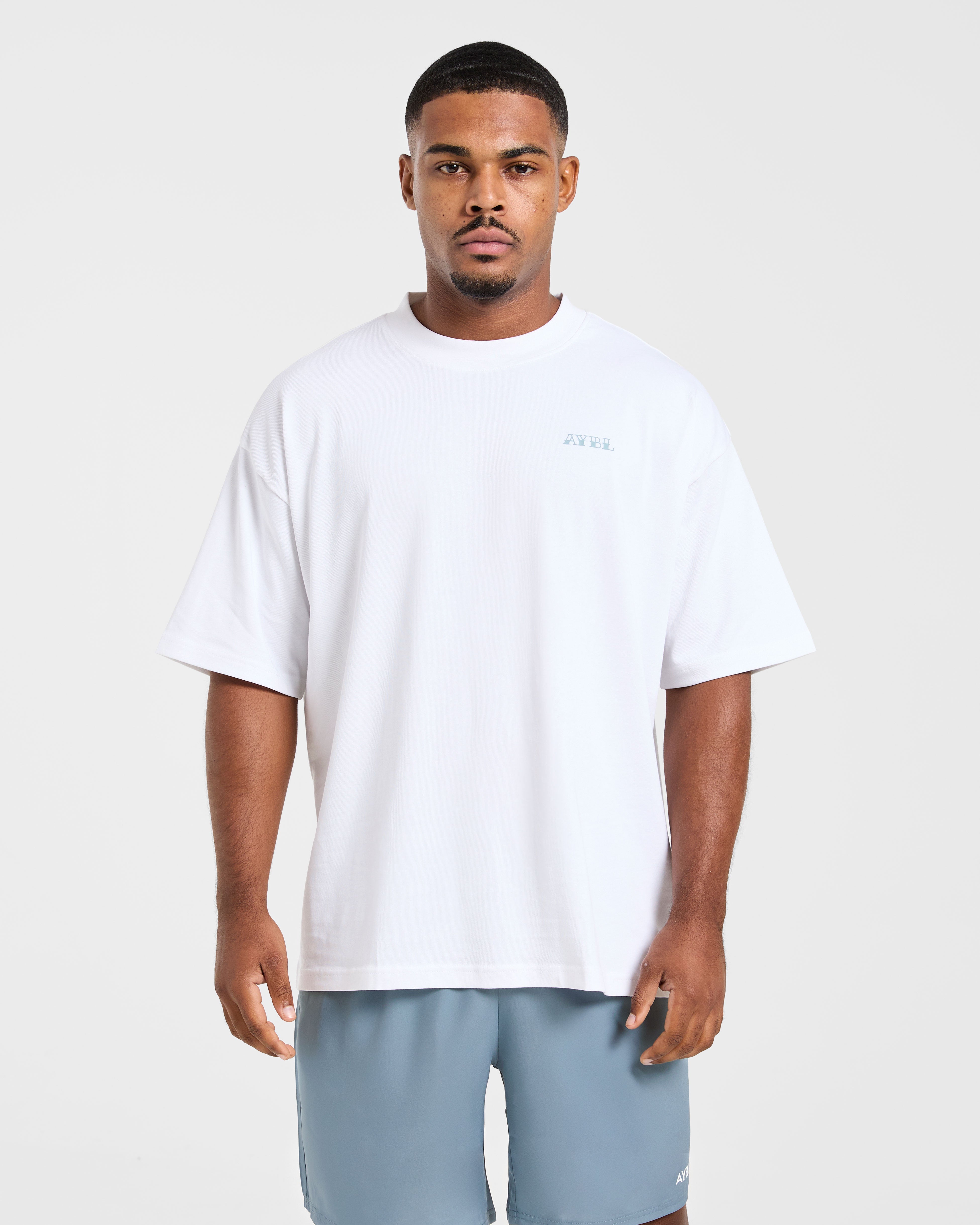AYBL Strength Club Oversized T Shirt - White/Blue