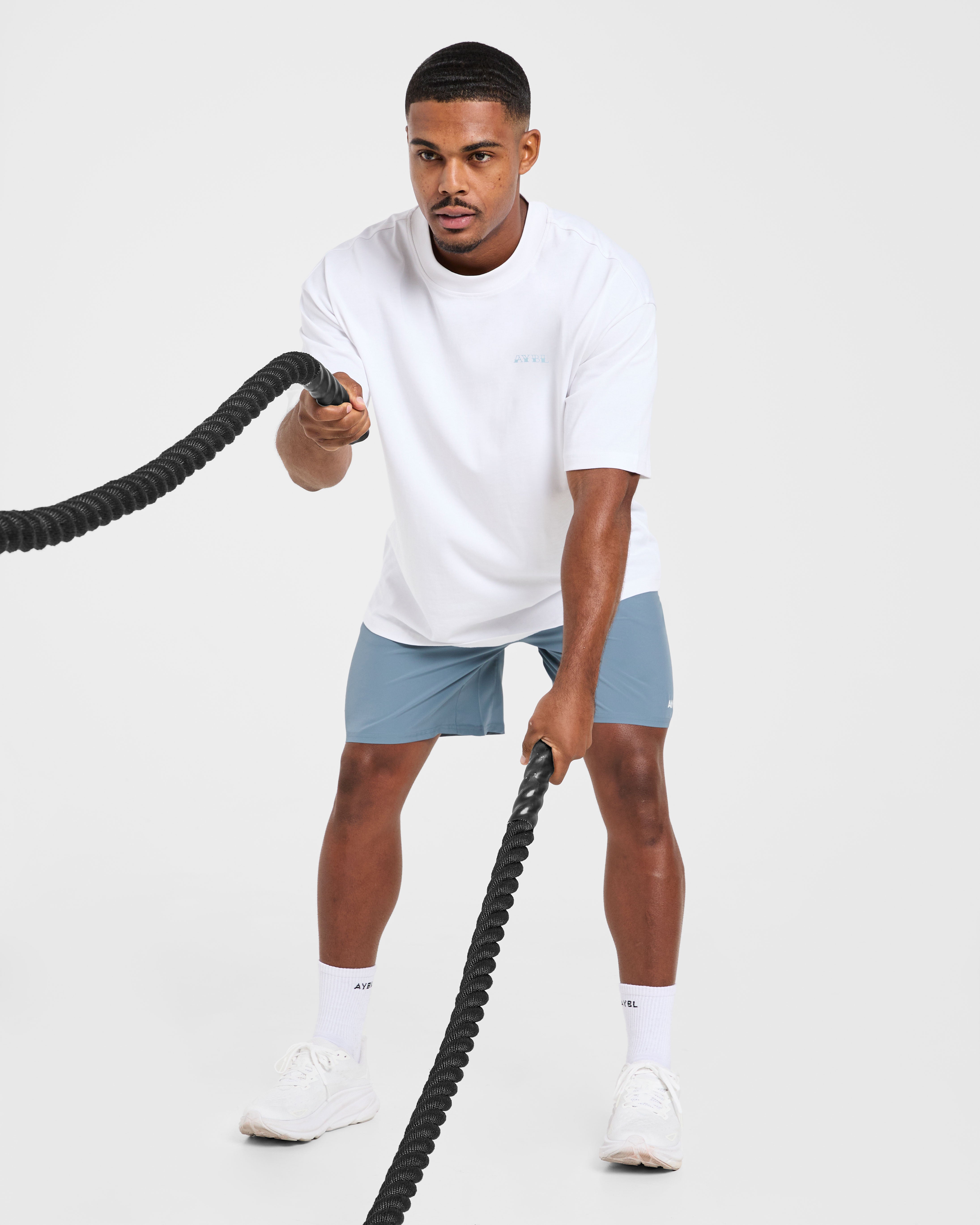 AYBL Strength Club Oversized T Shirt - White/Blue