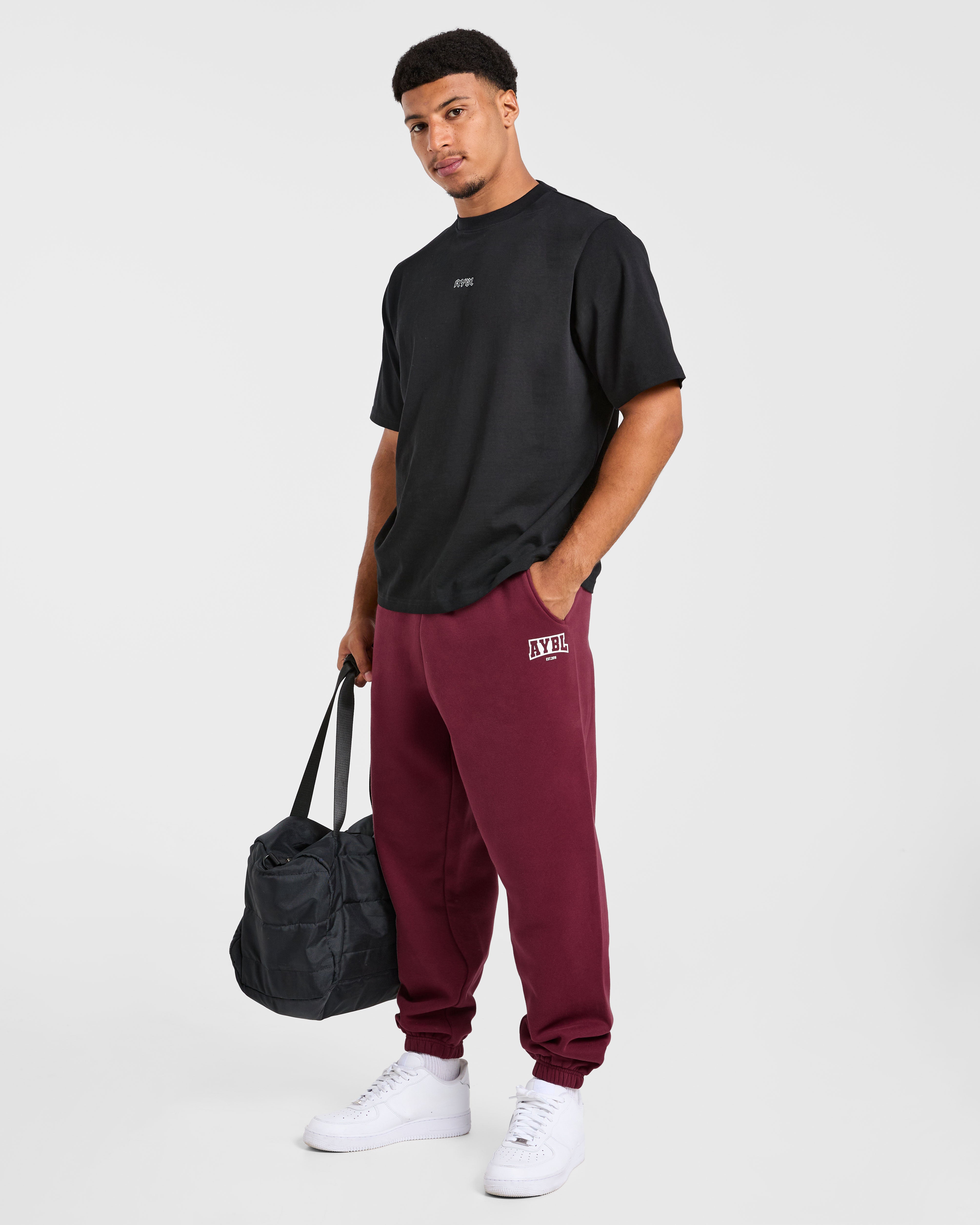 Academy Oversized Joggers - Burgundy