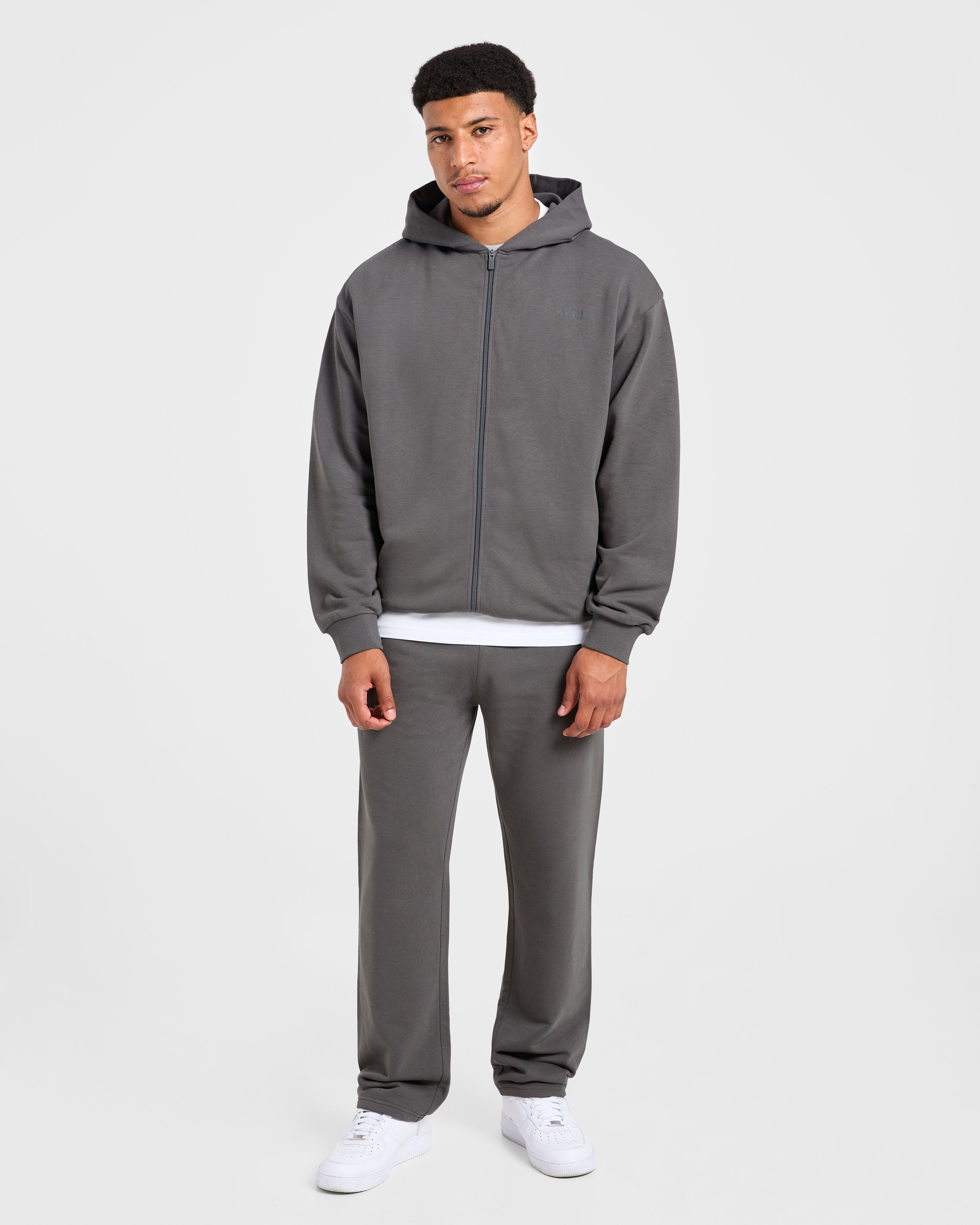Craft Oversized Zip Up Hoodie - Charcoal