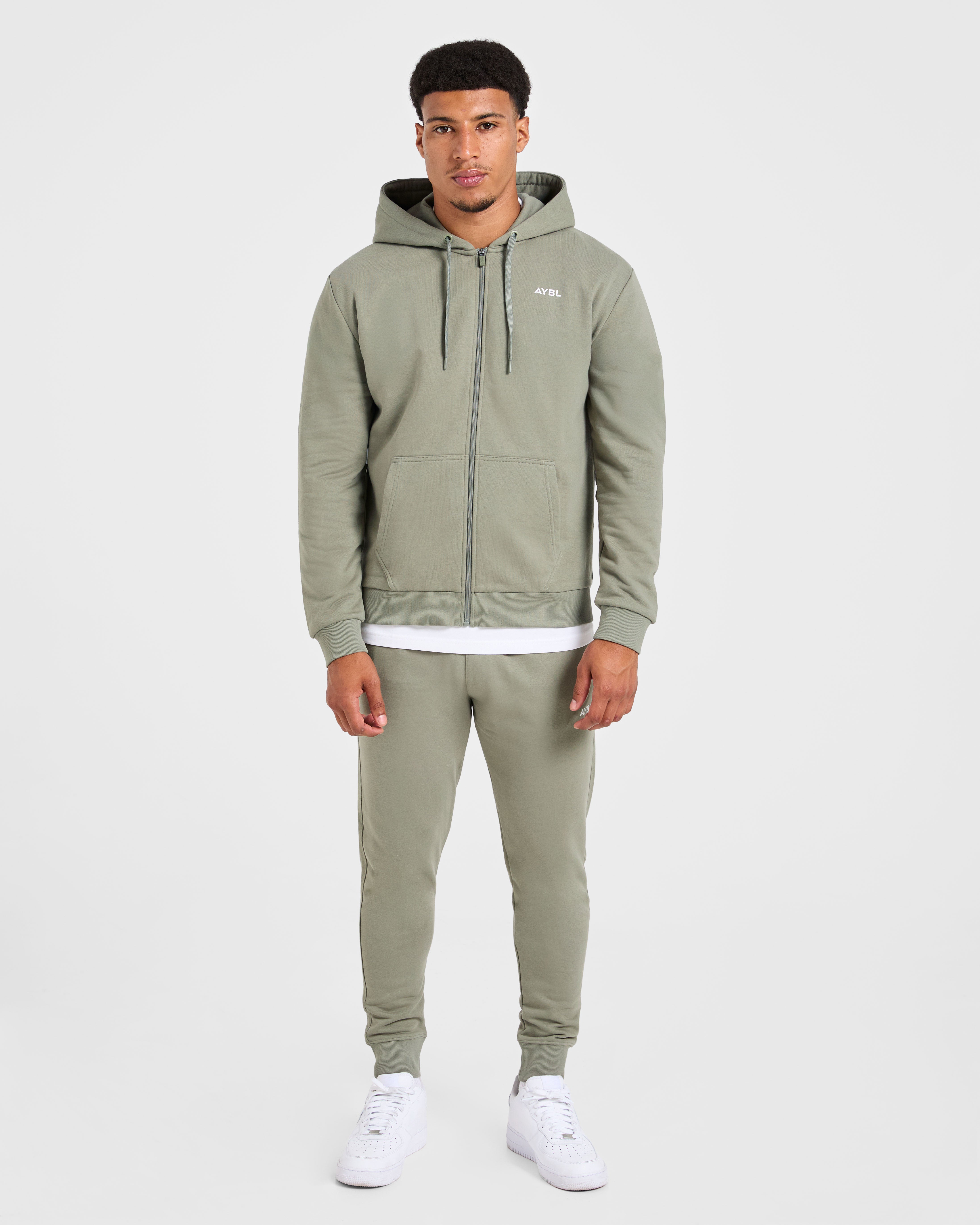 Essential Lightweight Zip Up Hoodie - Washed Sage