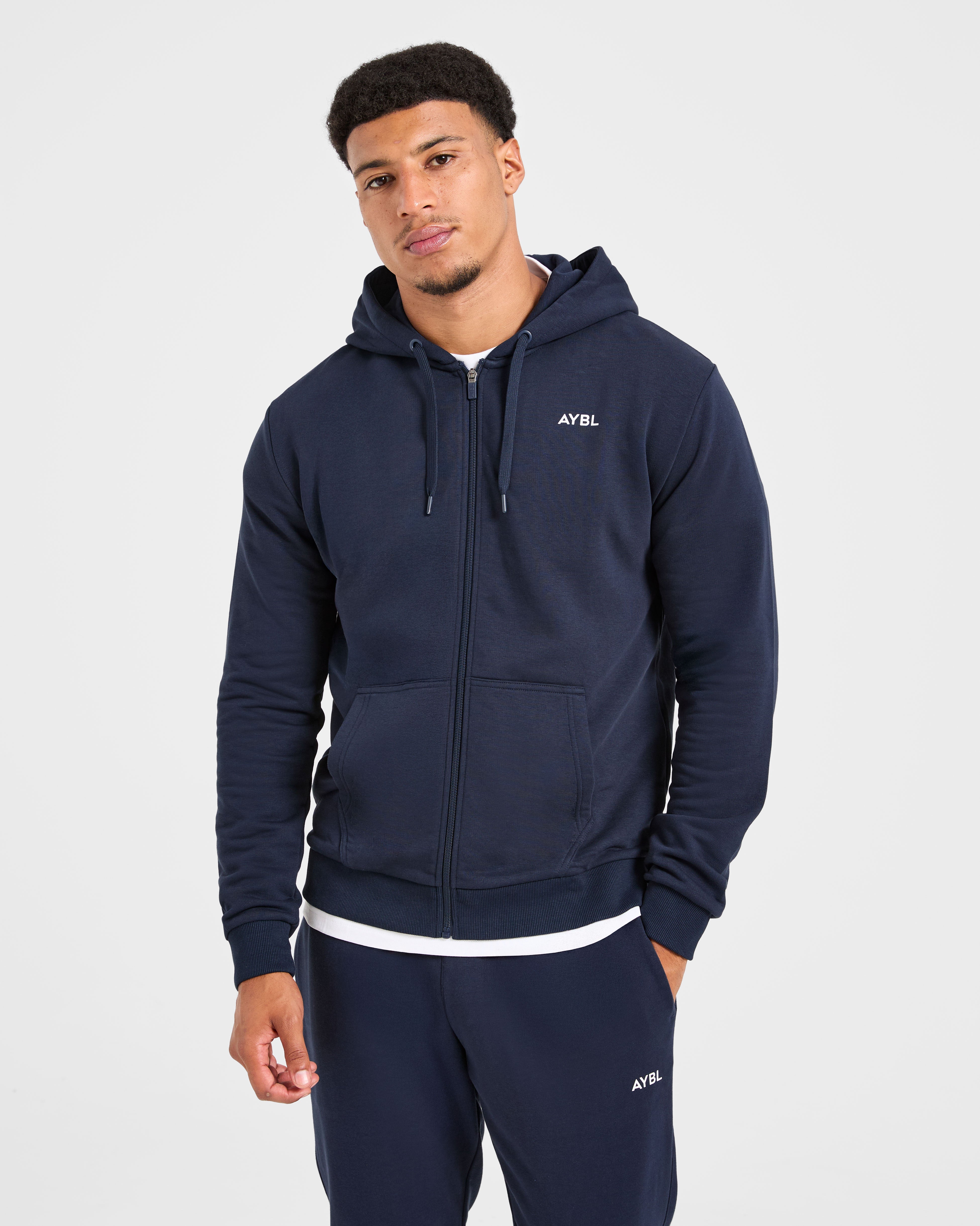 Essential Lightweight Zip Up Hoodie - Navy