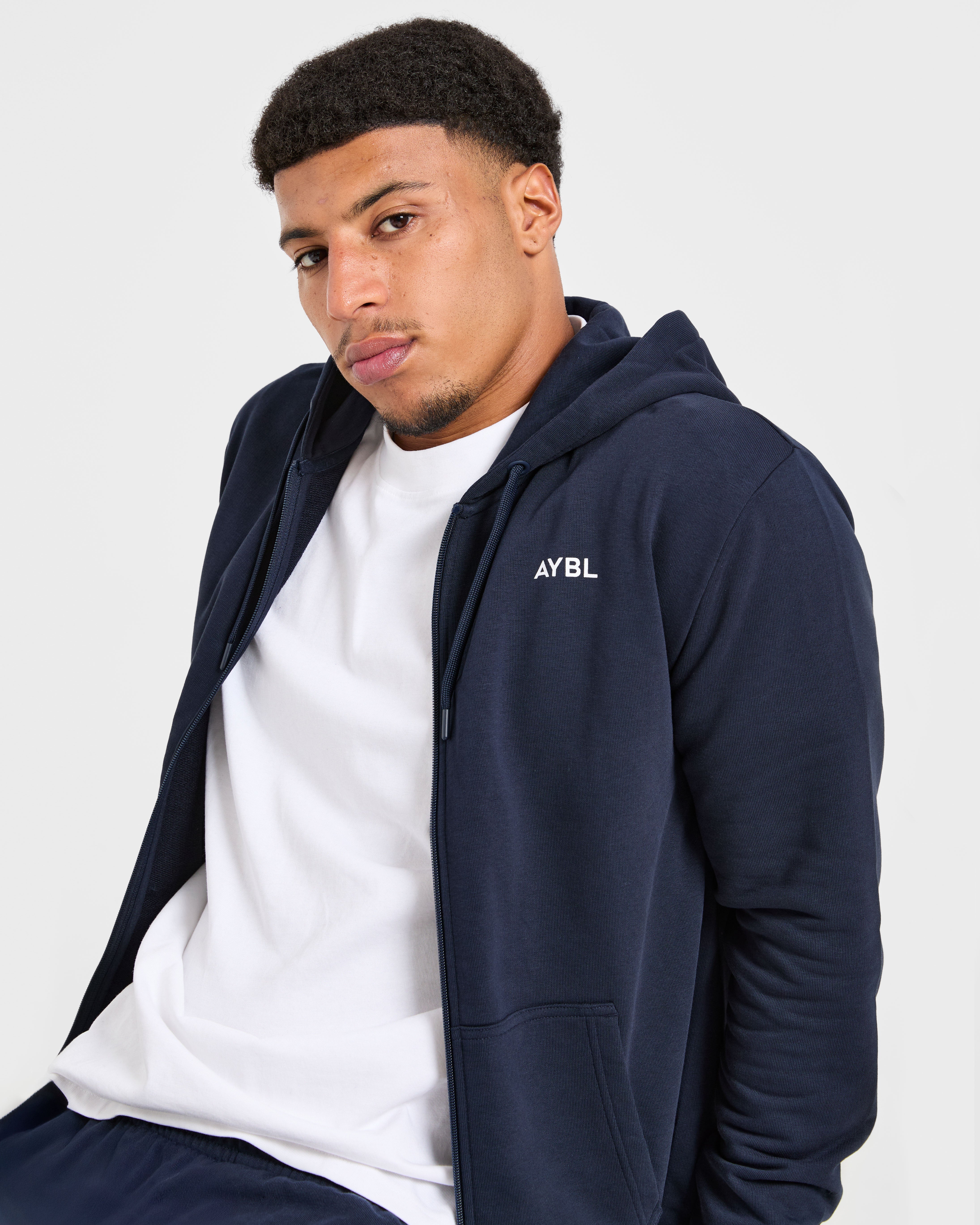 Essential Lightweight Zip Up Hoodie - Navy