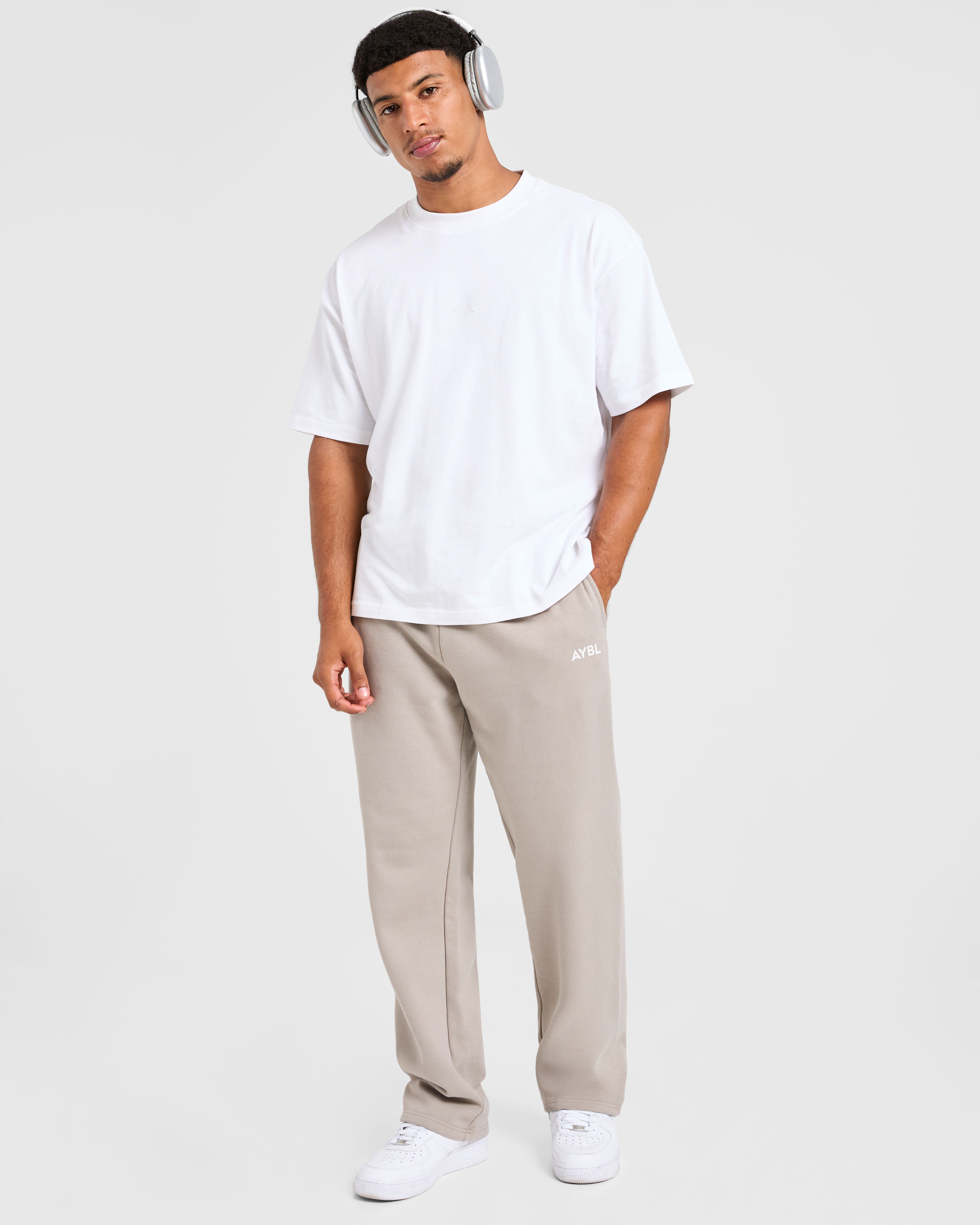 Essential Oversized Straight Leg Joggers - Stone