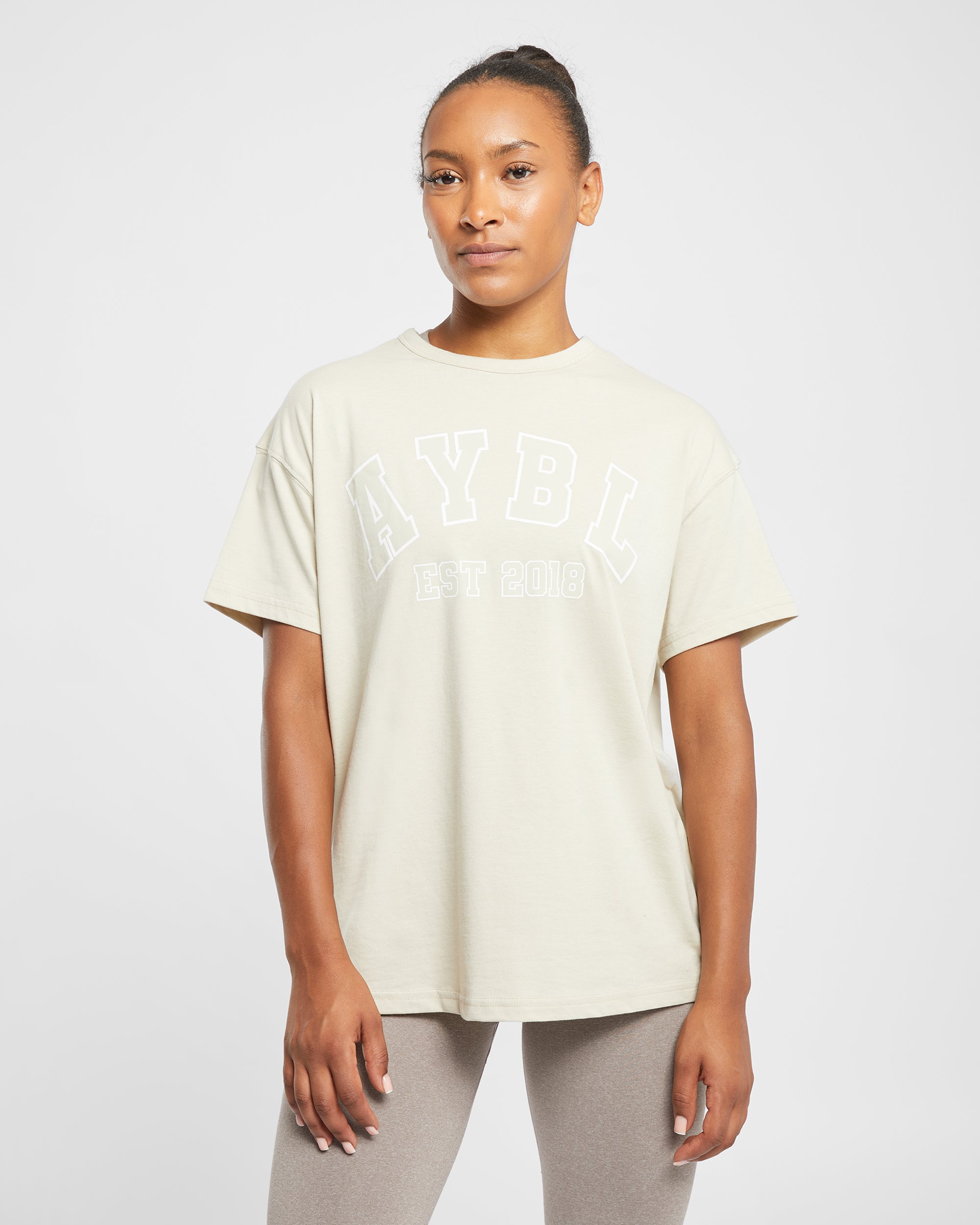 Varsity Oversized T Shirt - Beige