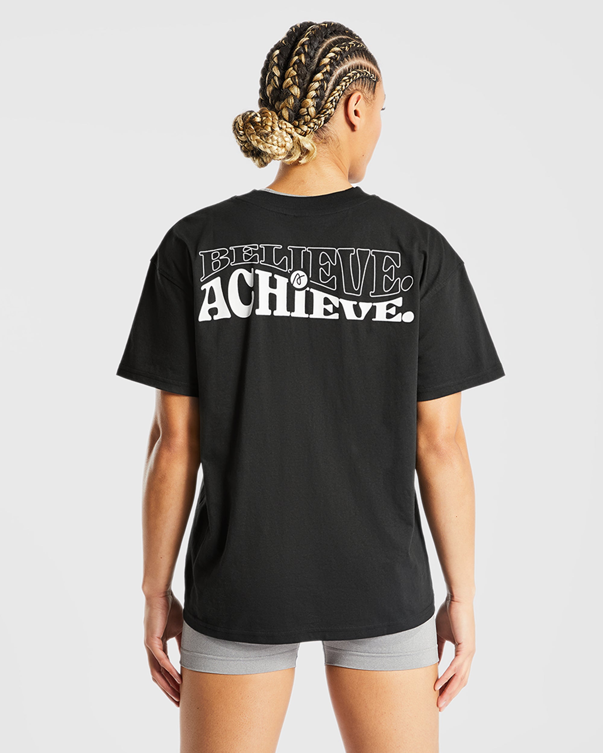 Believe Achieve Oversized T Shirt - Black