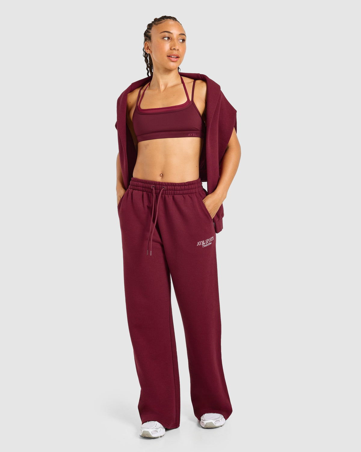 Sports Collective Oversized Straight Leg Joggers - Burgundy