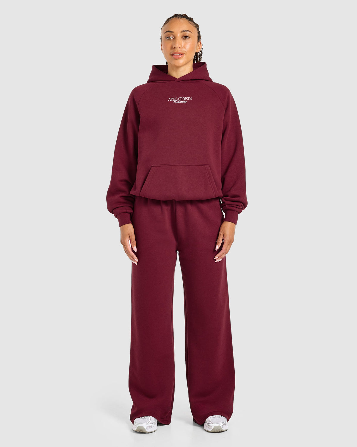 Sports Collective Oversized Straight Leg Joggers - Burgundy